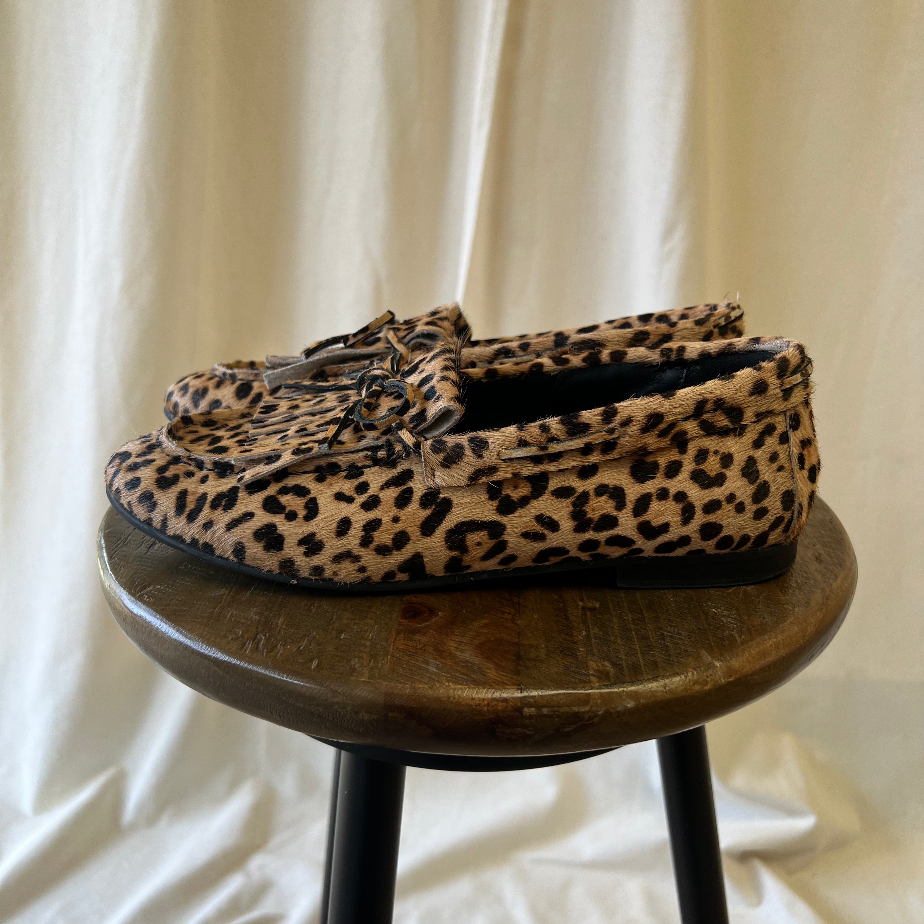 Mint Velvet leopard print horse hair brogues