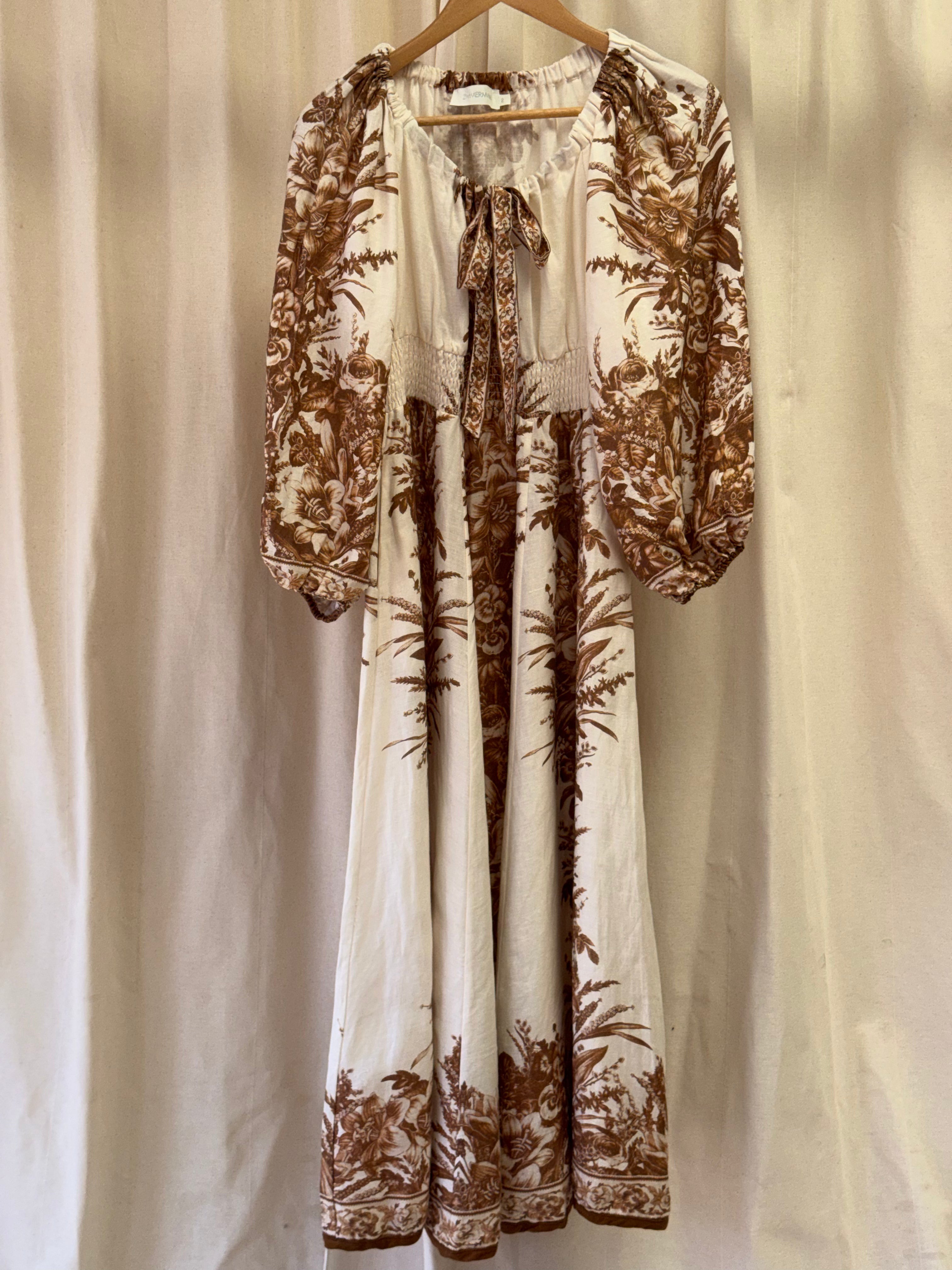 Zimmerman Moonshine Floral-Print Voile Midi Dress