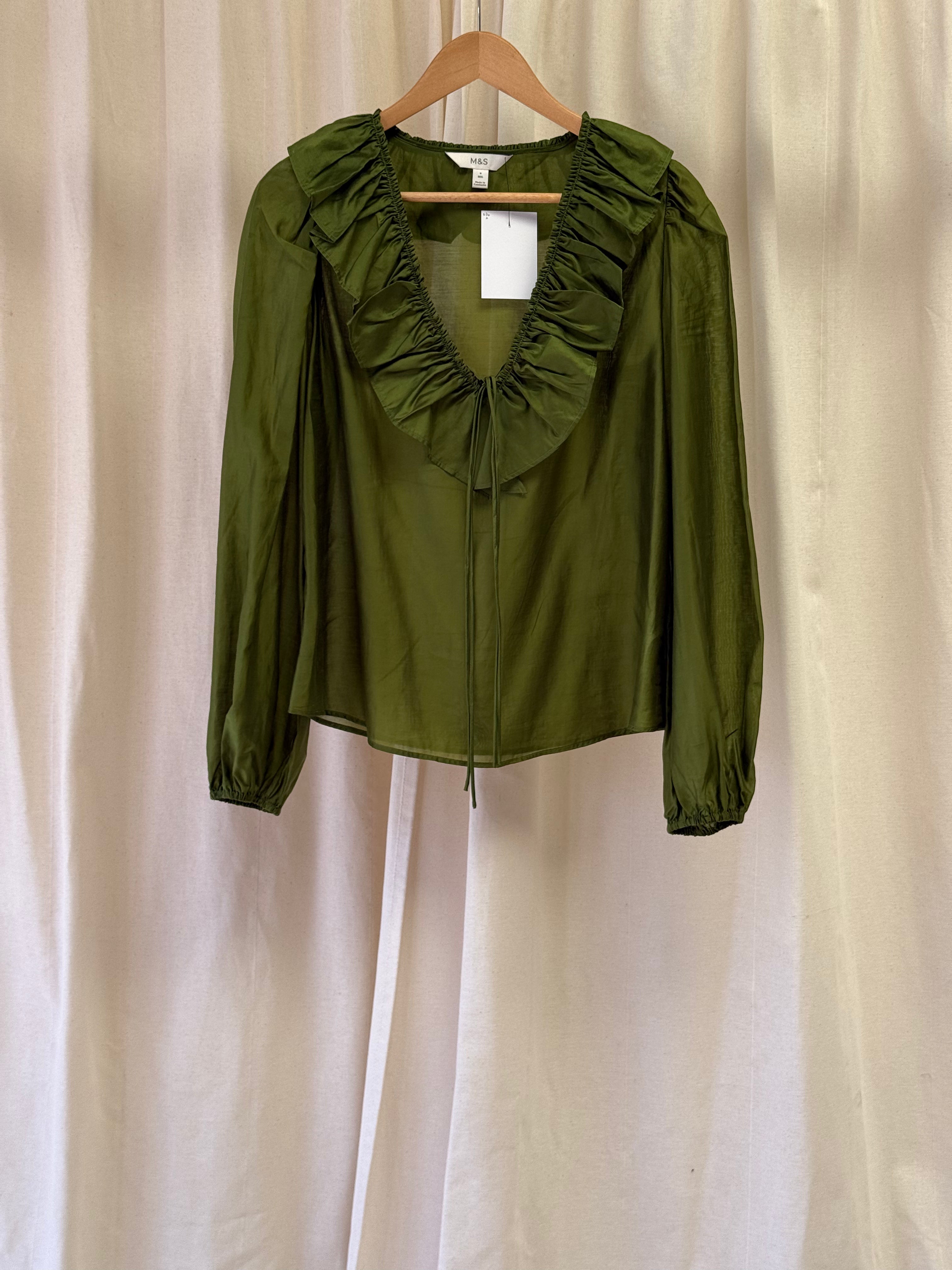 M&S Frill Blouse in Green