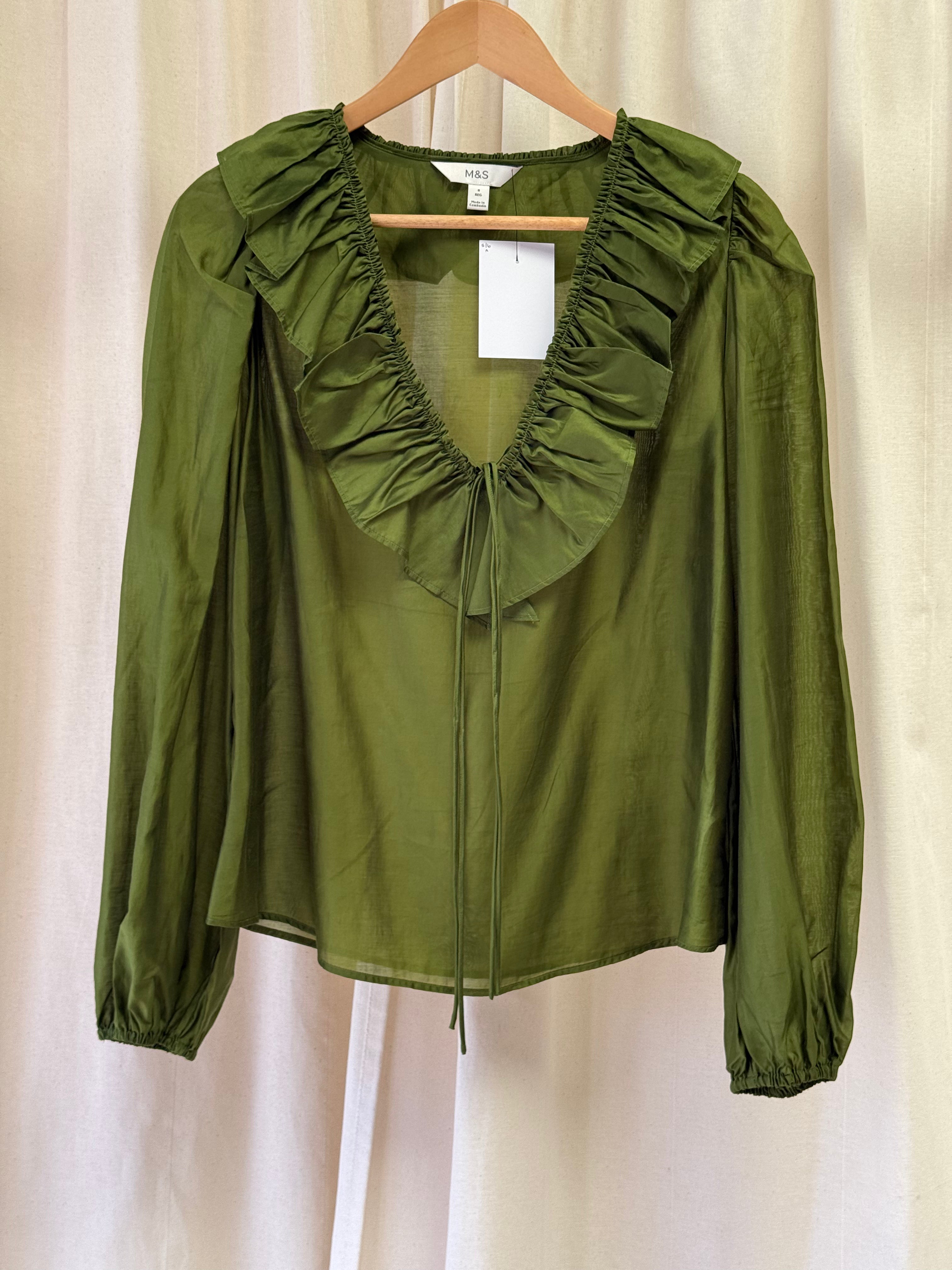 M&S Frill Blouse in Green