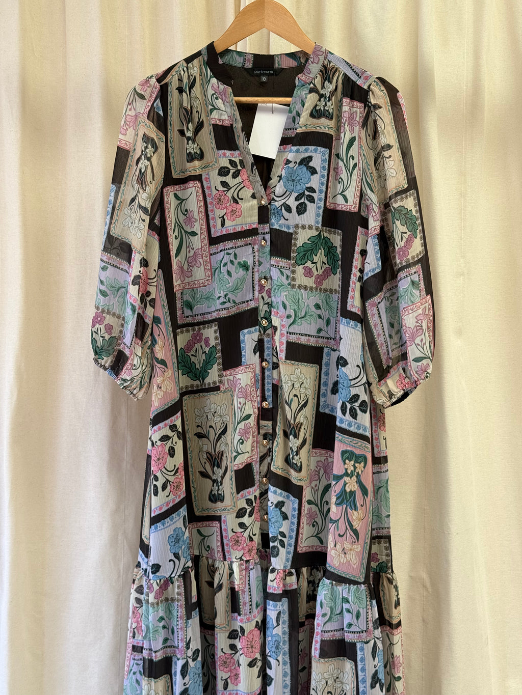 Portmans Light Blue and Pink Flower in Fram Print Dress