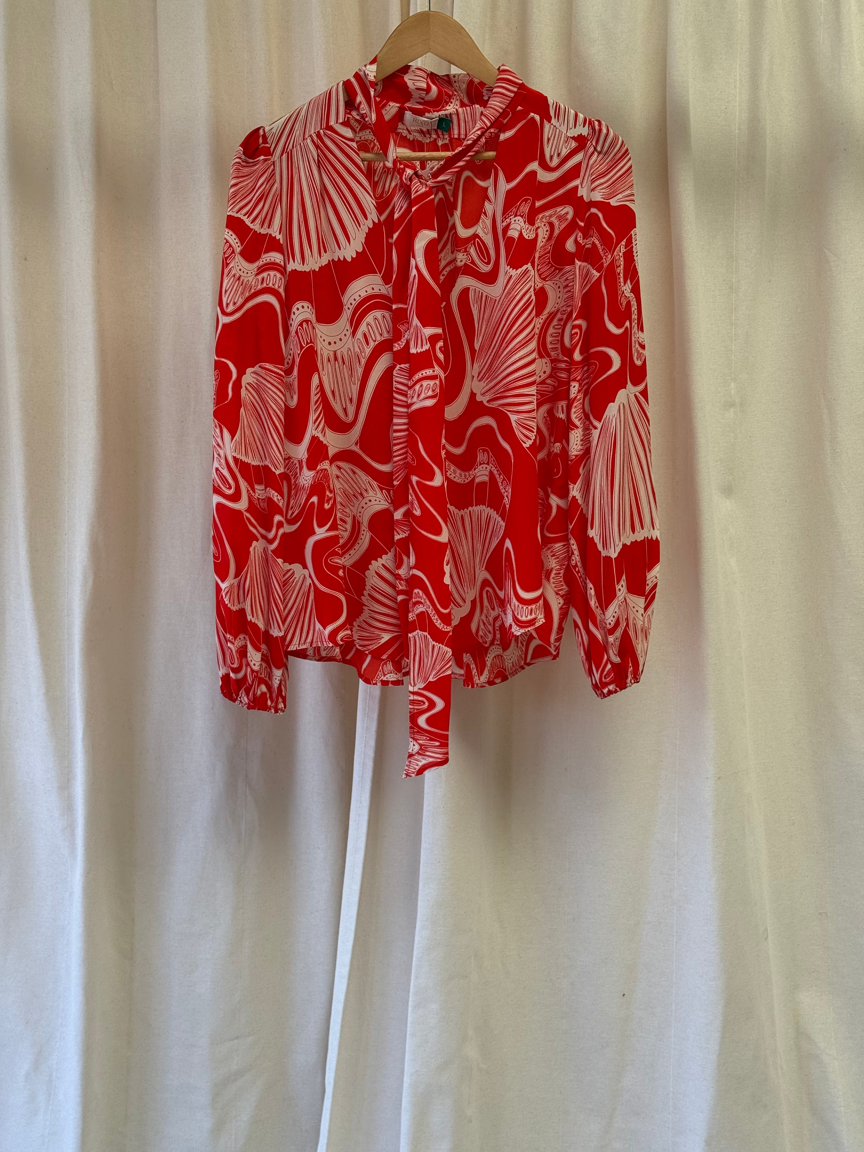 Rixo London Rose Printed Silk Blouse