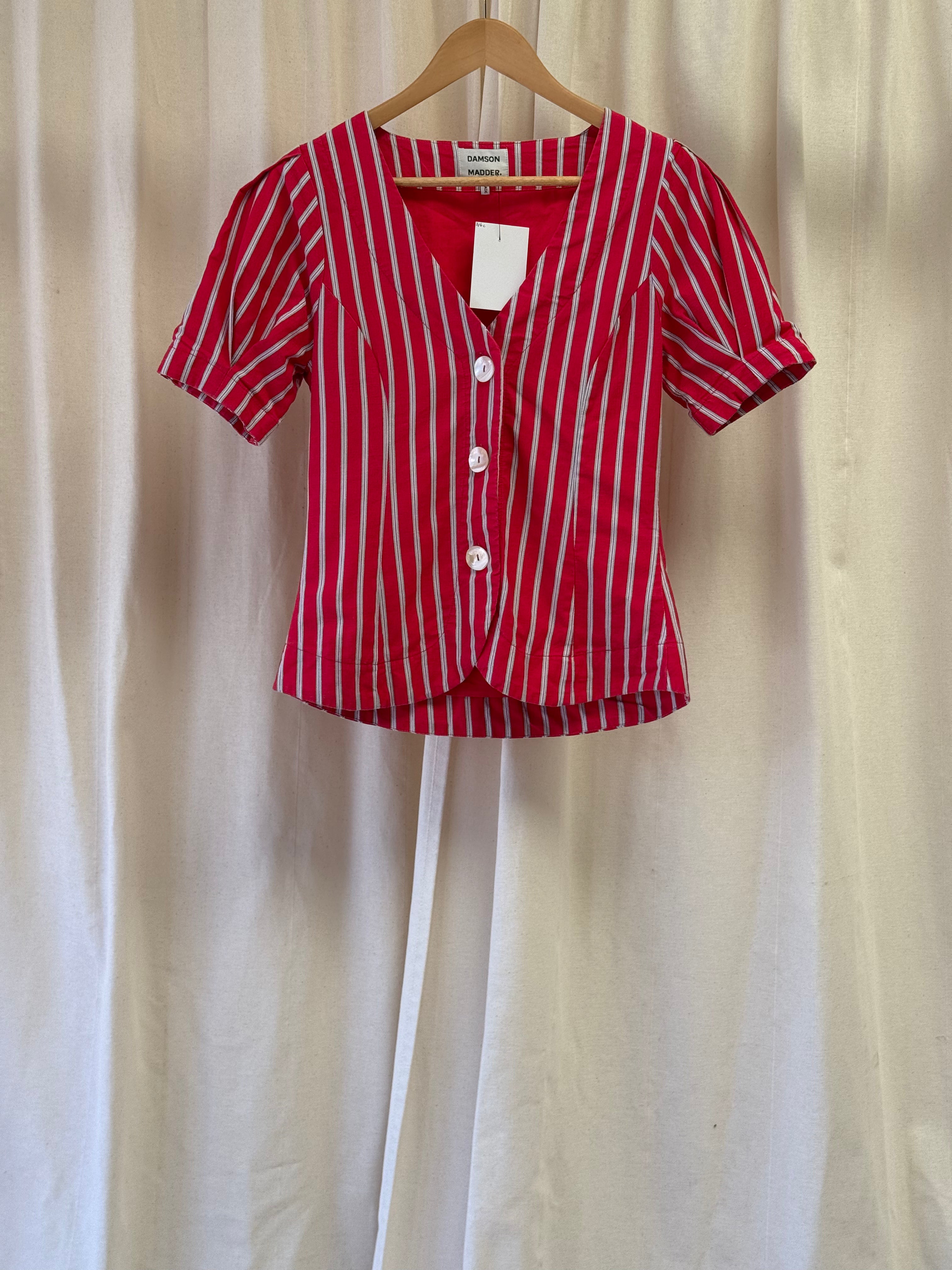 Damson Madder Shell Stripe-Print Cotton Blouse
