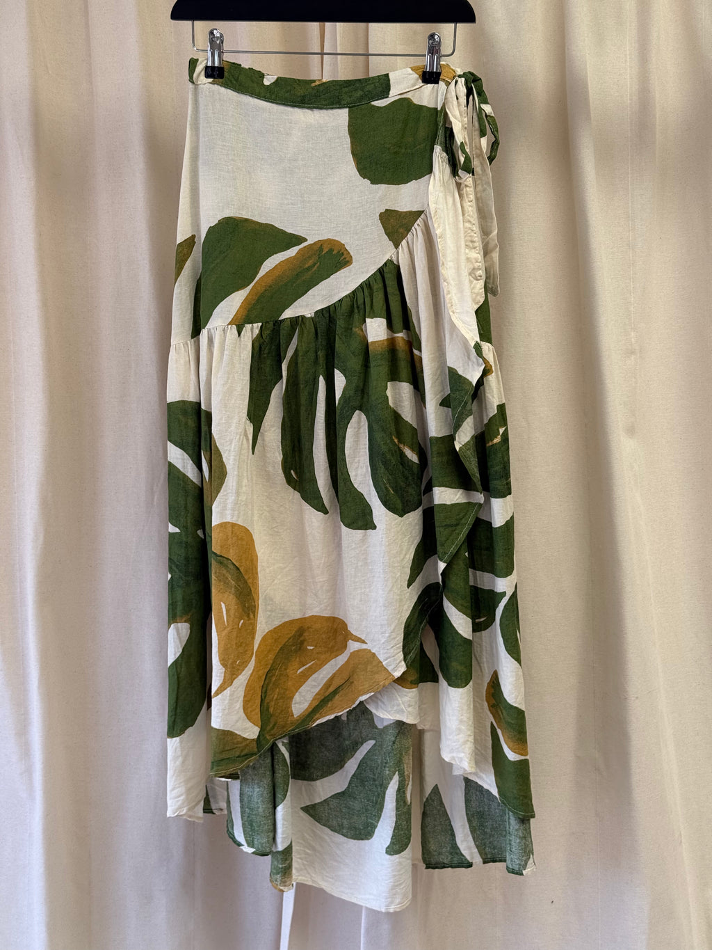 Leaf Print Wrap Skirt