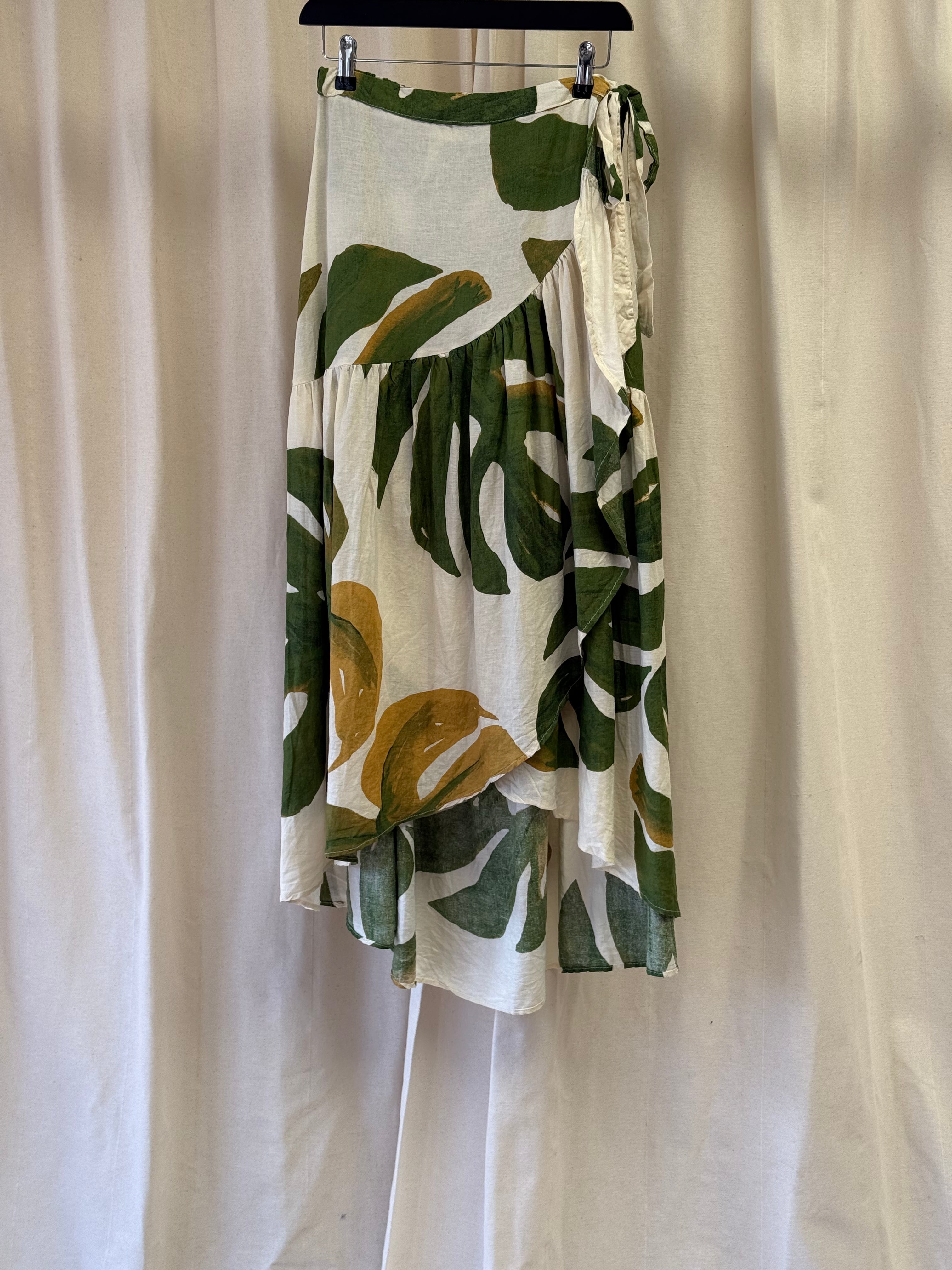 Leaf Print Wrap Skirt