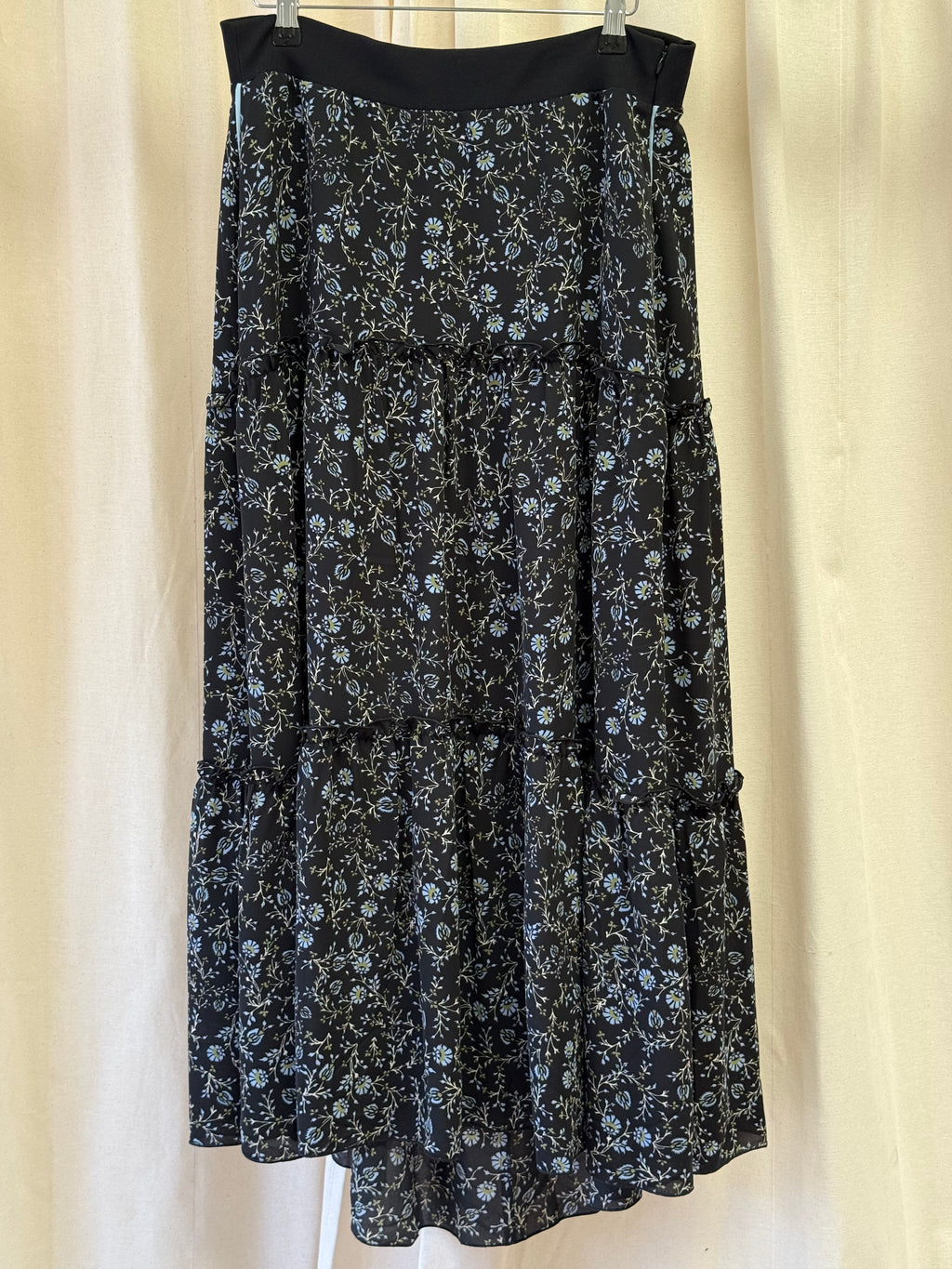 ME+EM Black Floral Maxi Skirt