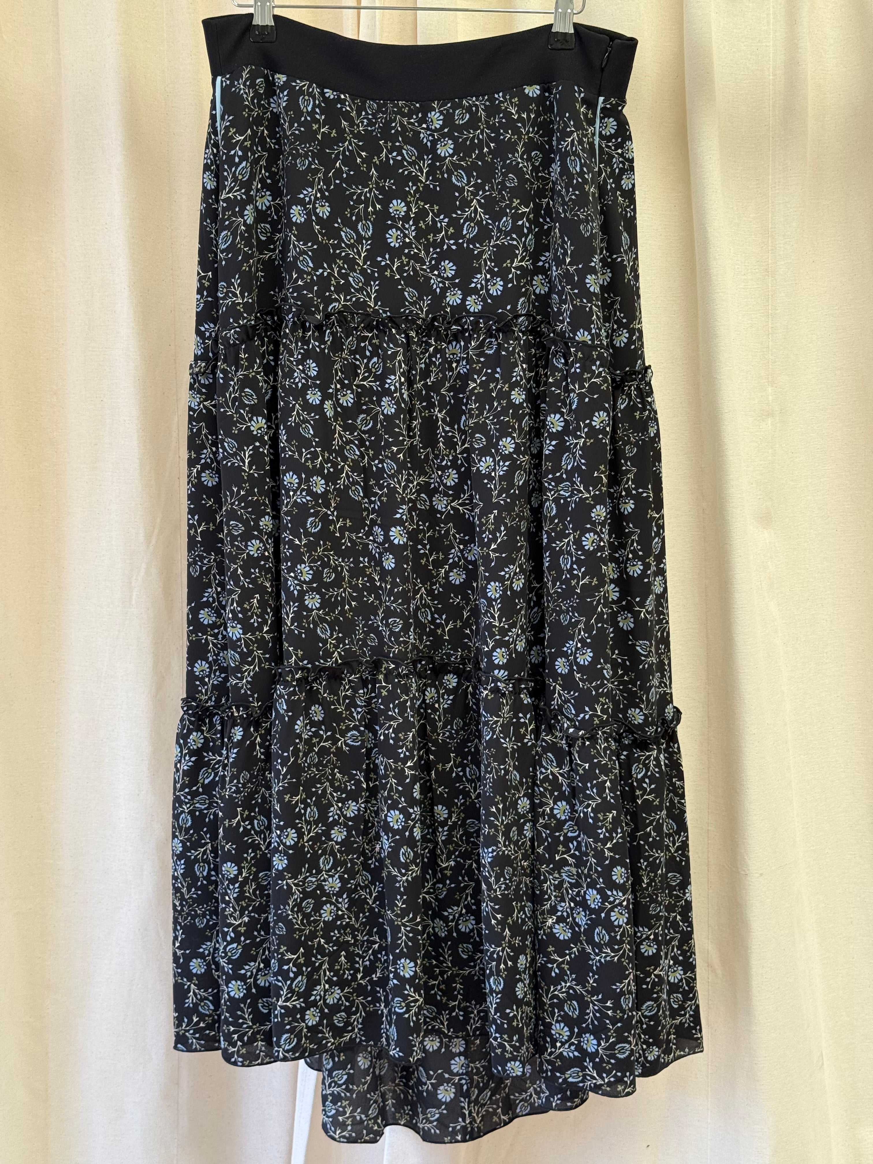 ME+EM Black Floral Maxi Skirt