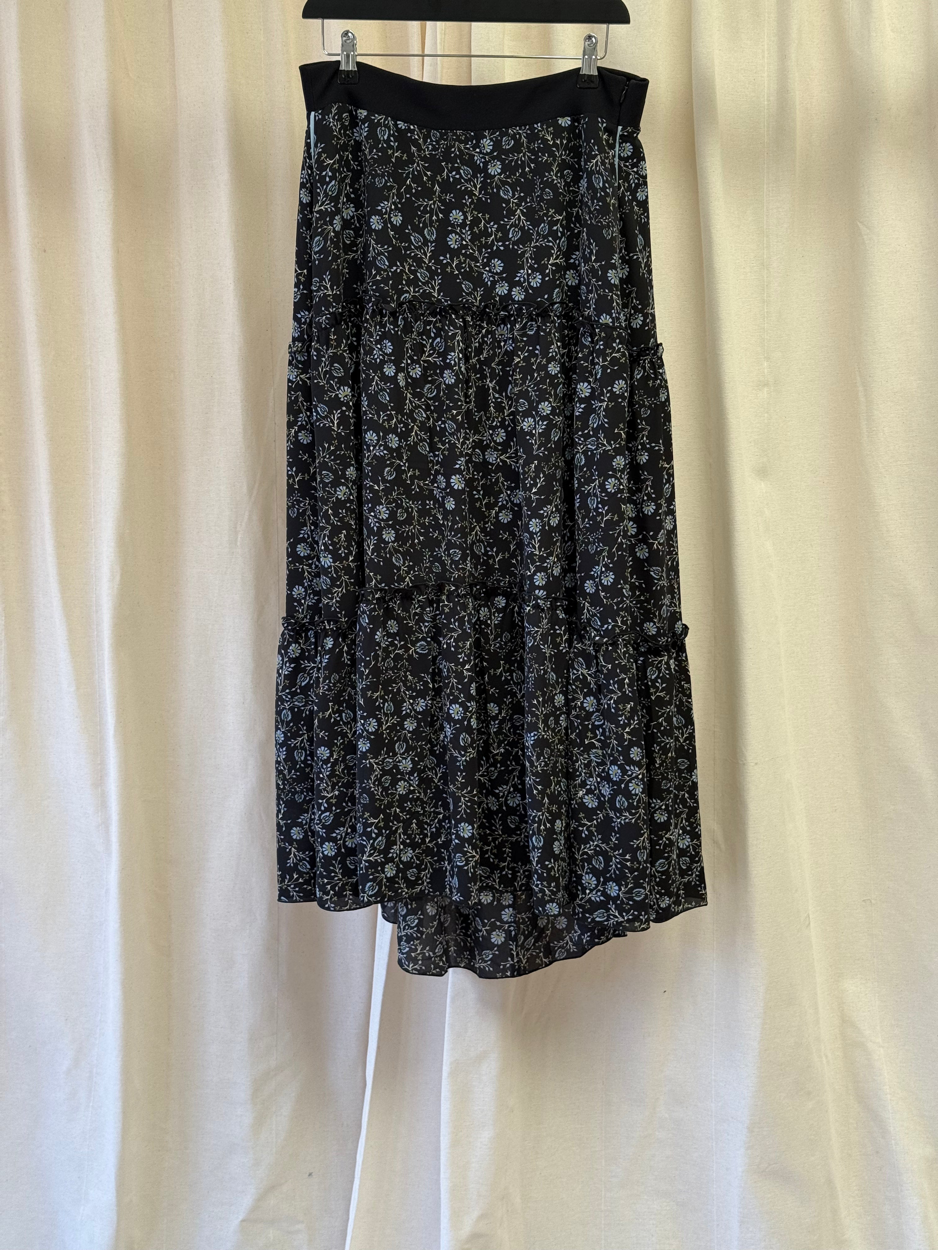 ME+EM Black Floral Maxi Skirt