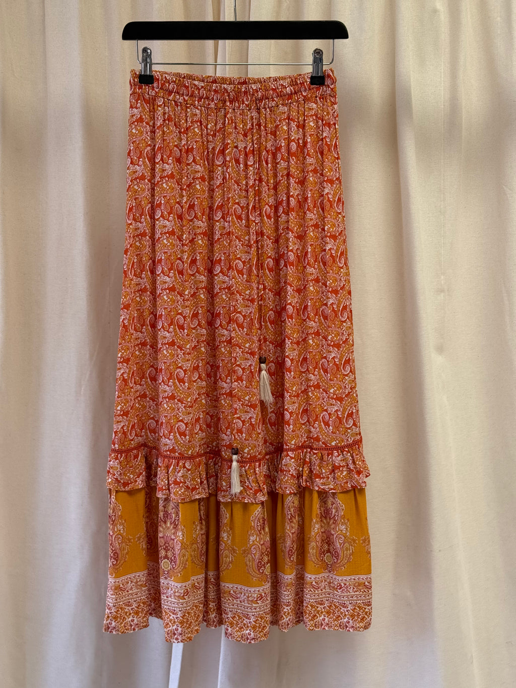 Cynthia Rowley Paisley Orange Maxi Skirt