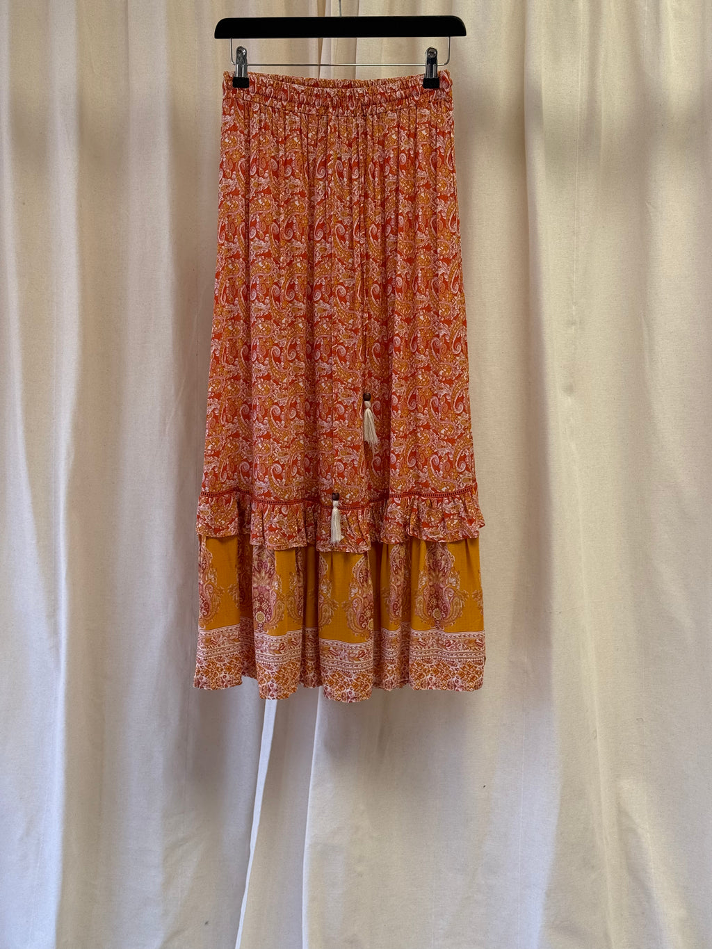 Cynthia Rowley Paisley Orange Maxi Skirt