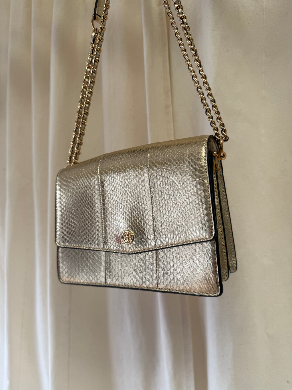 Tory Burch Robinson Convertible Exotic in Gold