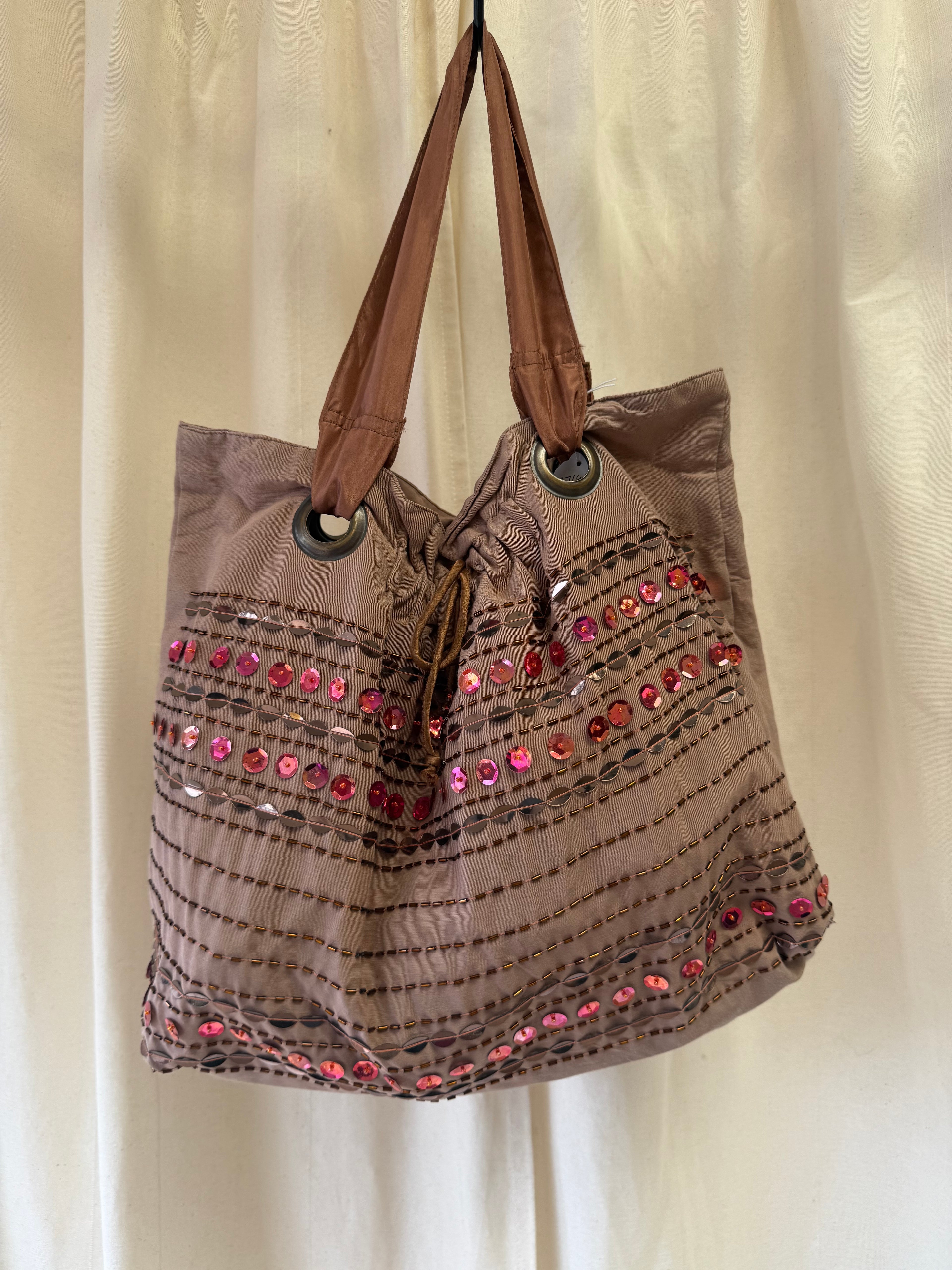 Fabric Sequined Shoulder Bag