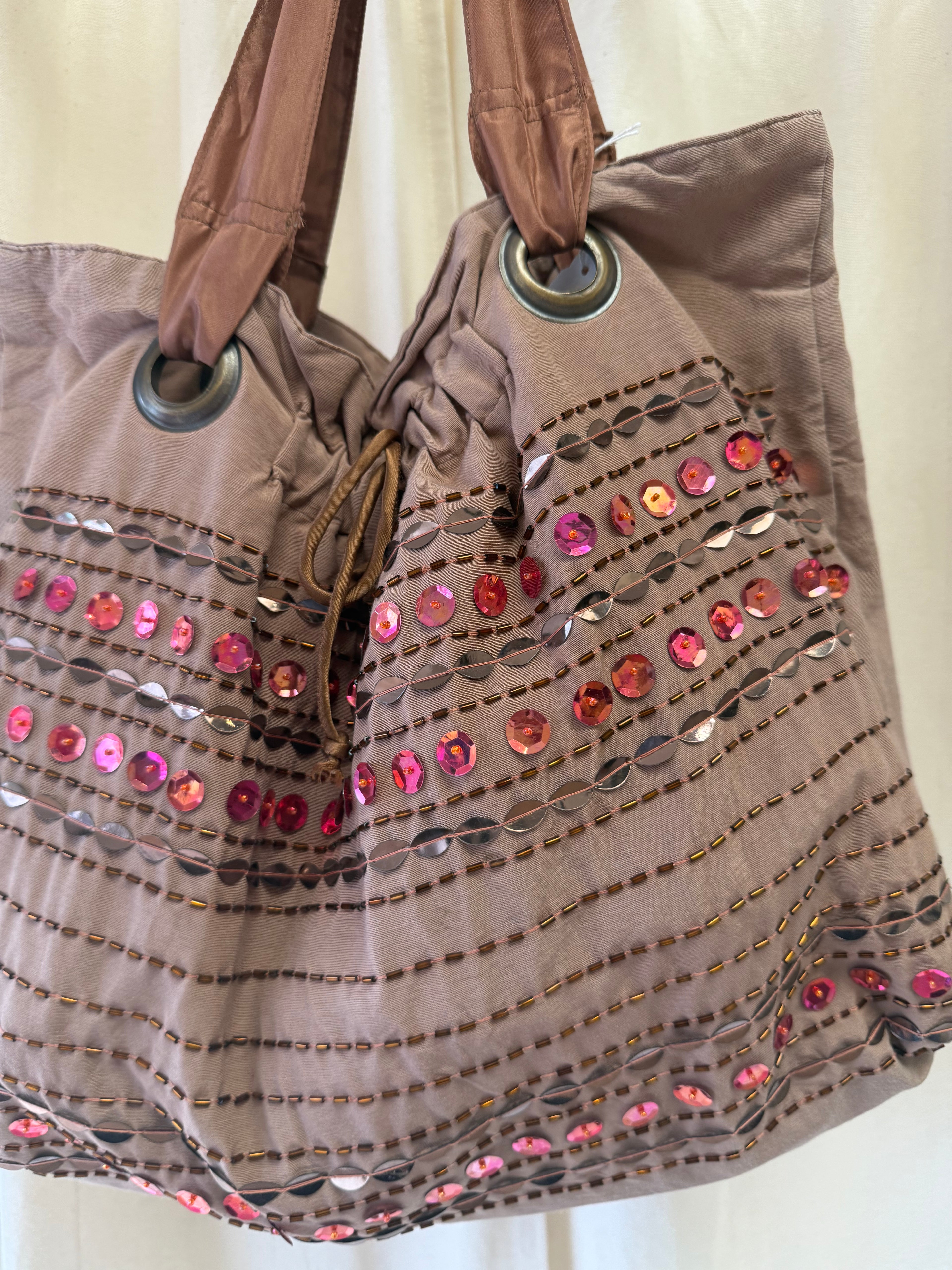 Fabric Sequined Shoulder Bag