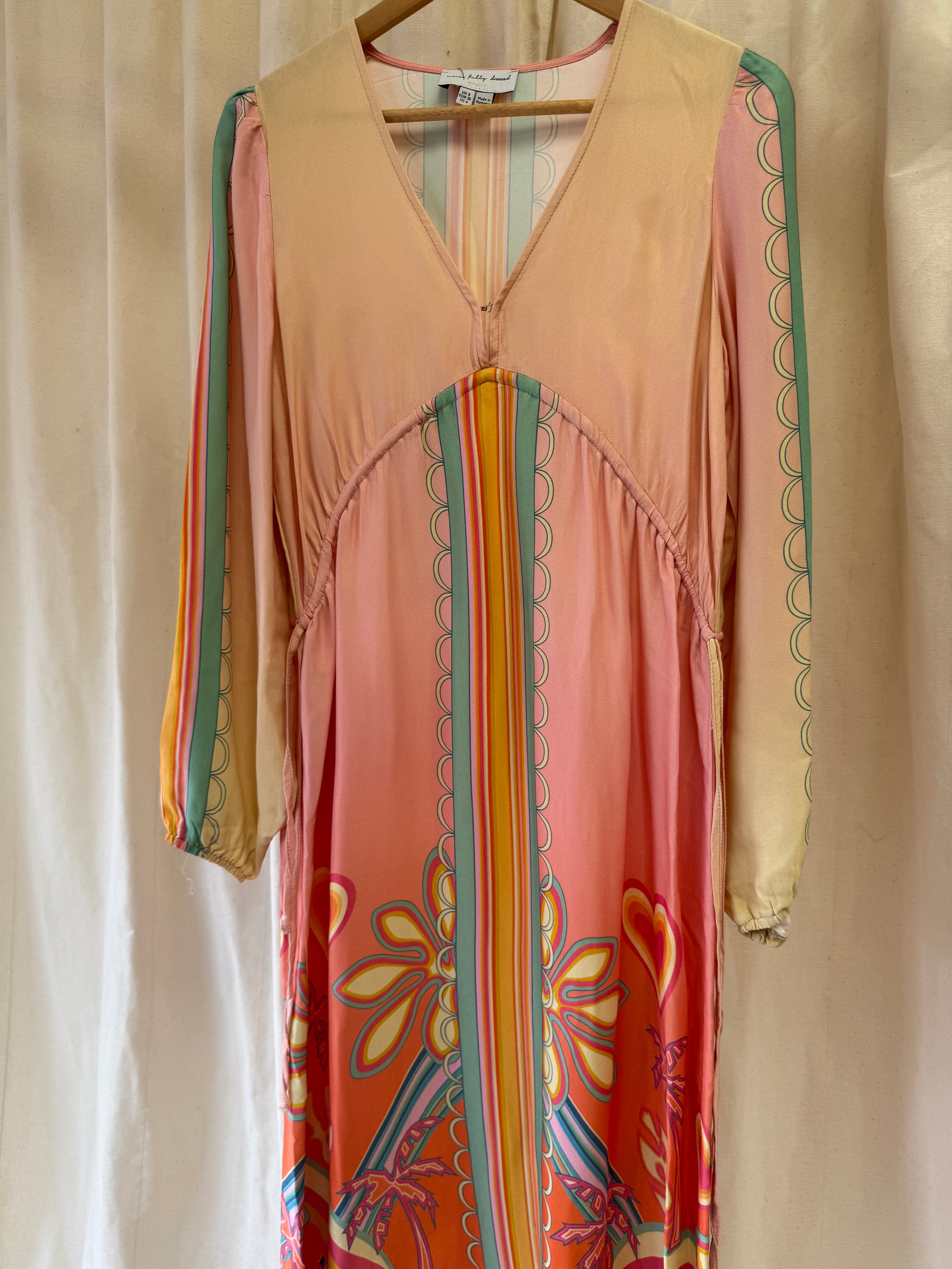 Never Fully Dressed Plunge Midaxi Dress in Decorative Heart Print