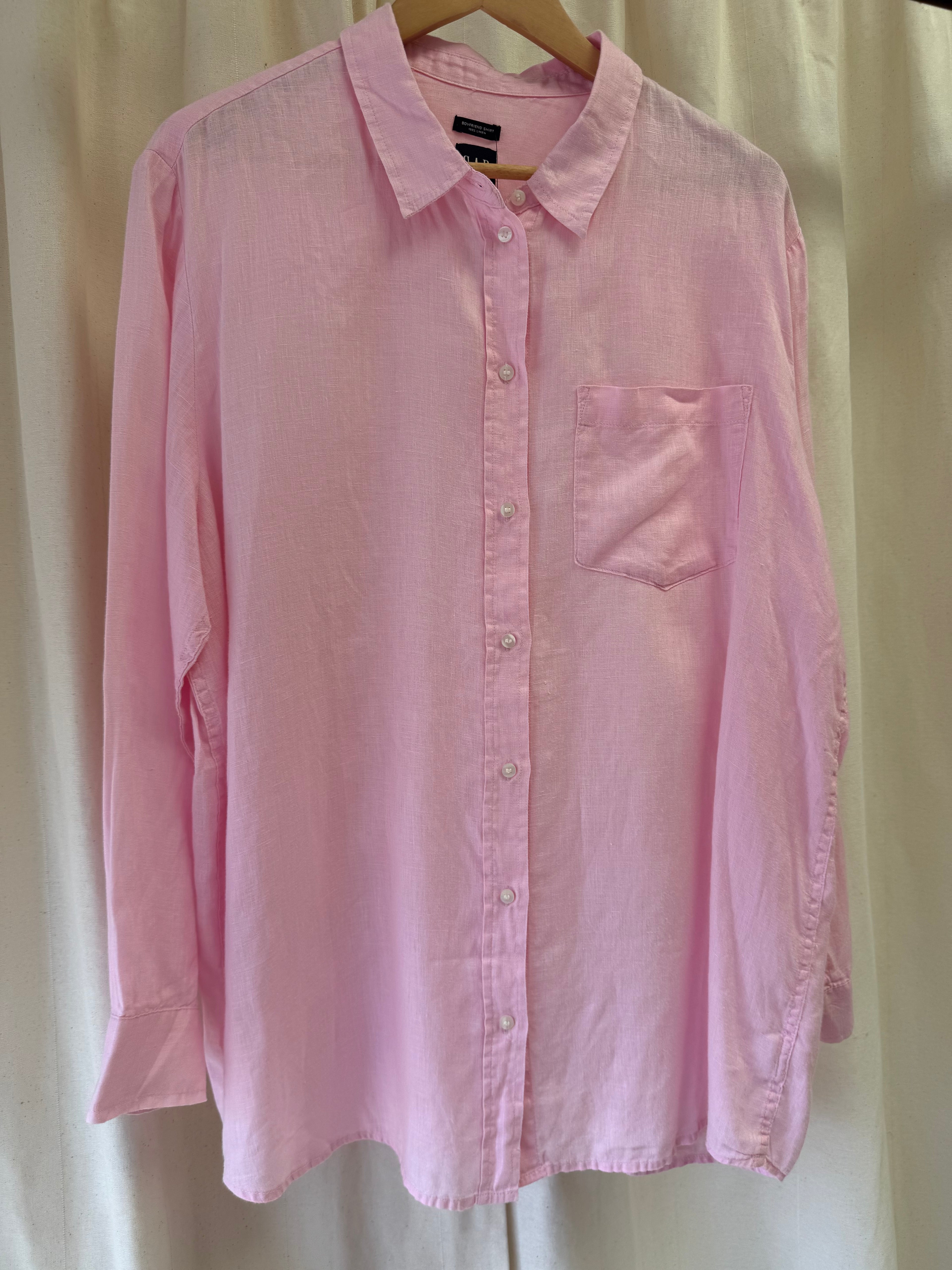 Gap Light Pink Linen Boyfriend Shirt