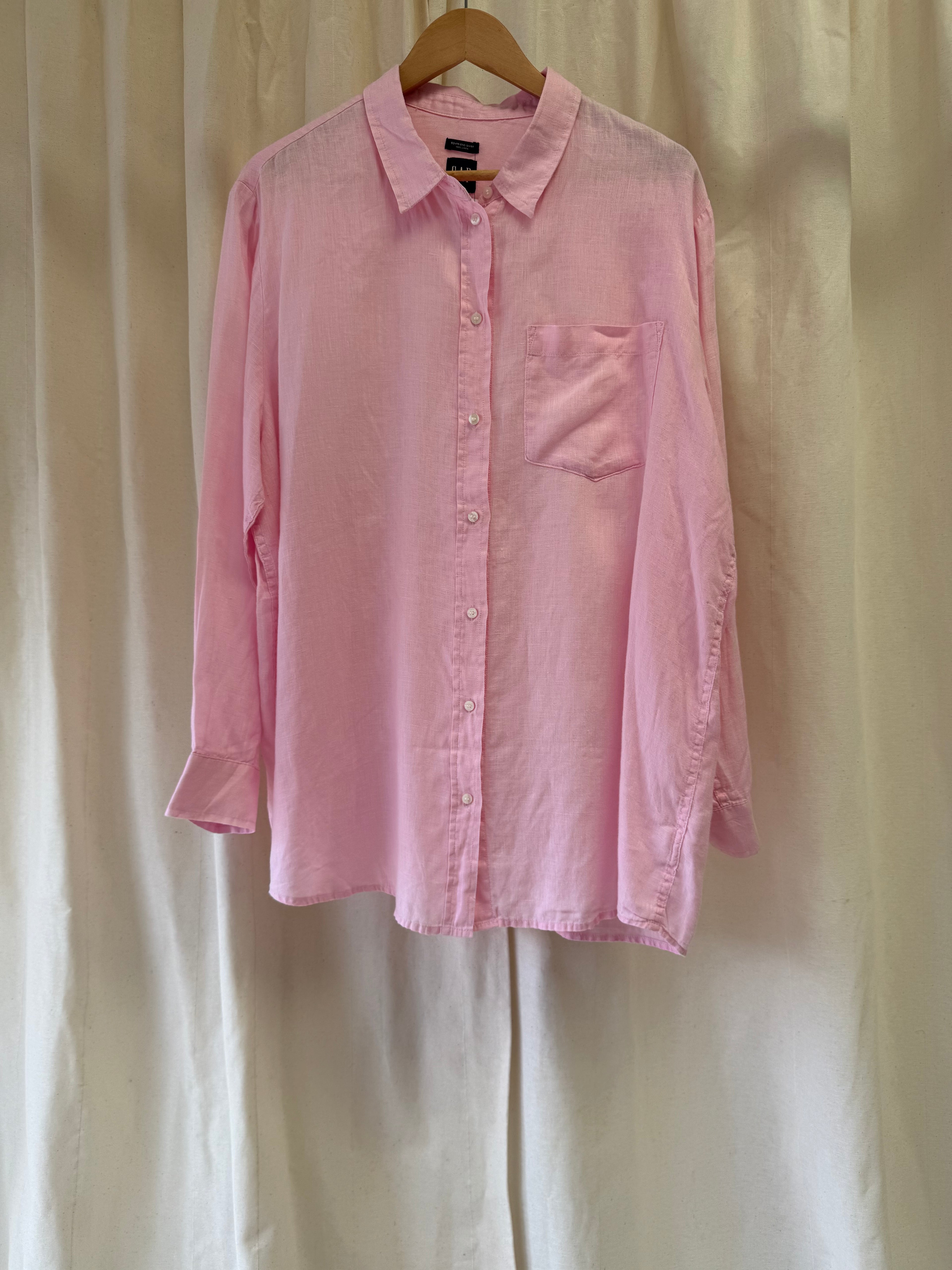 Gap Light Pink Linen Boyfriend Shirt