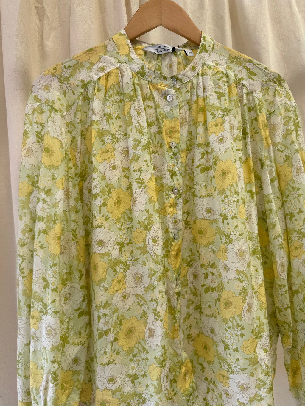 & Other Stories Printed Silk Blend Blouse Yellow Florals