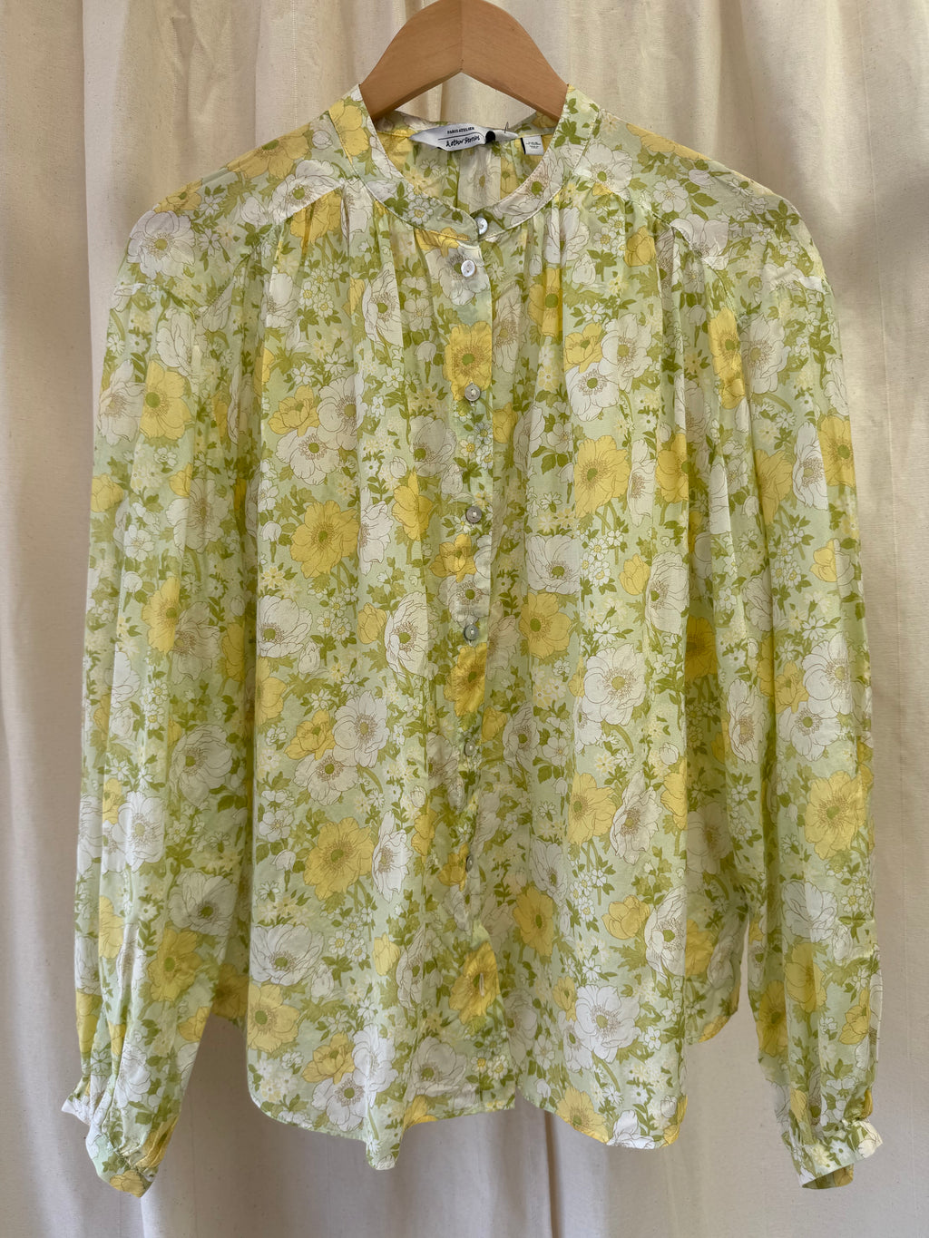 & Other Stories Printed Silk Blend Blouse Yellow Florals