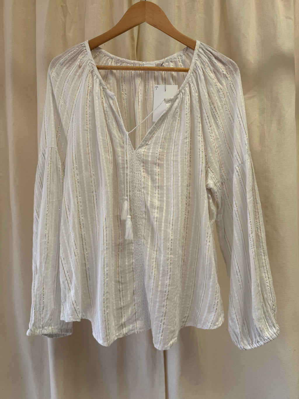 Gap Balloon Sleeve Metallic Stripe Blouse