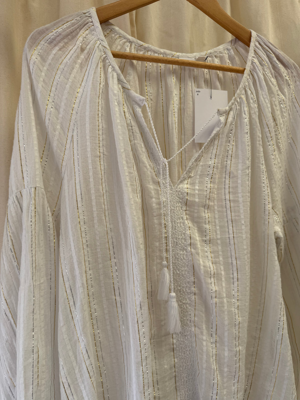 Gap Balloon Sleeve Metallic Stripe Blouse