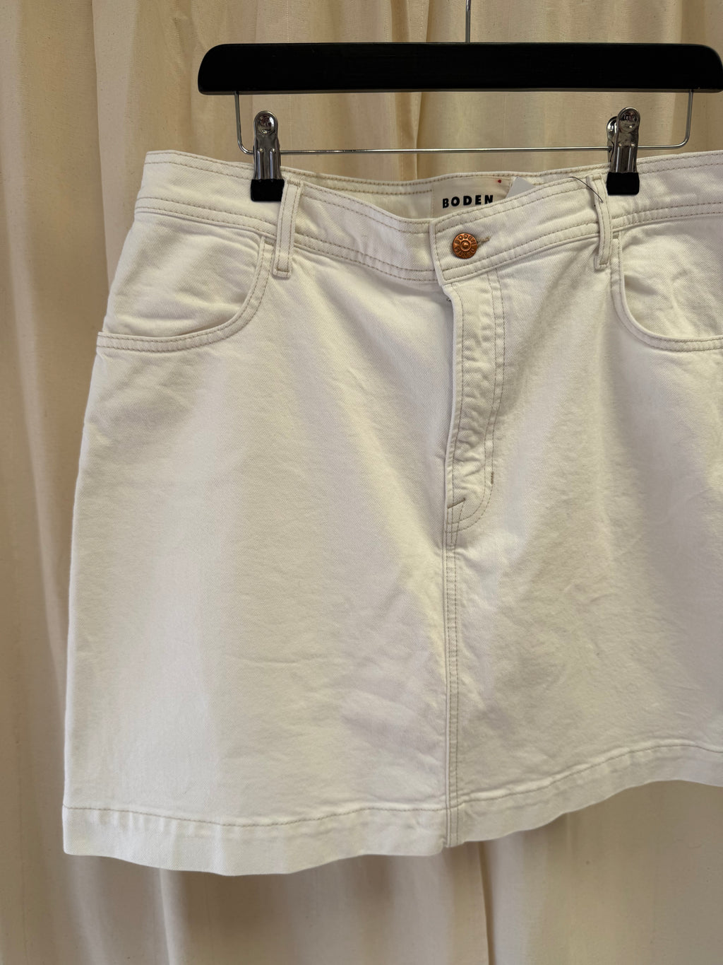Boden White Denim Mini Skirt