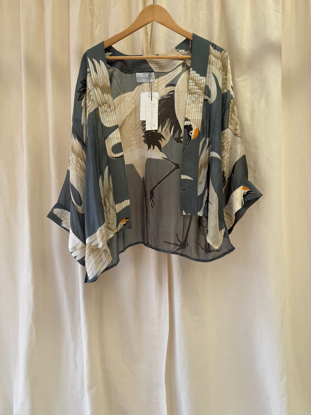 One Hundred Stars Slate Grey Stalk Kimono