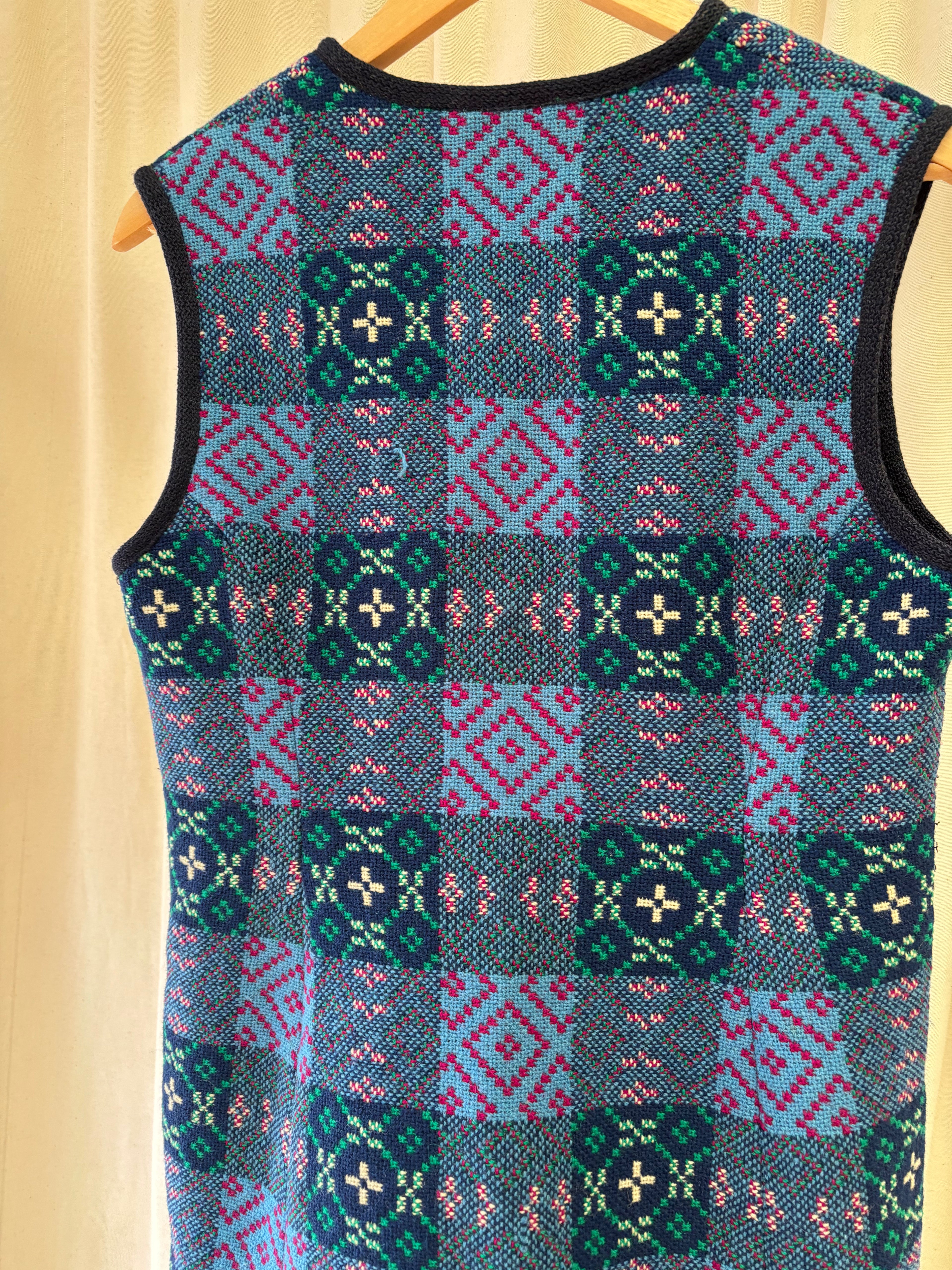 Welsh Wool vest with silver buckle in blue