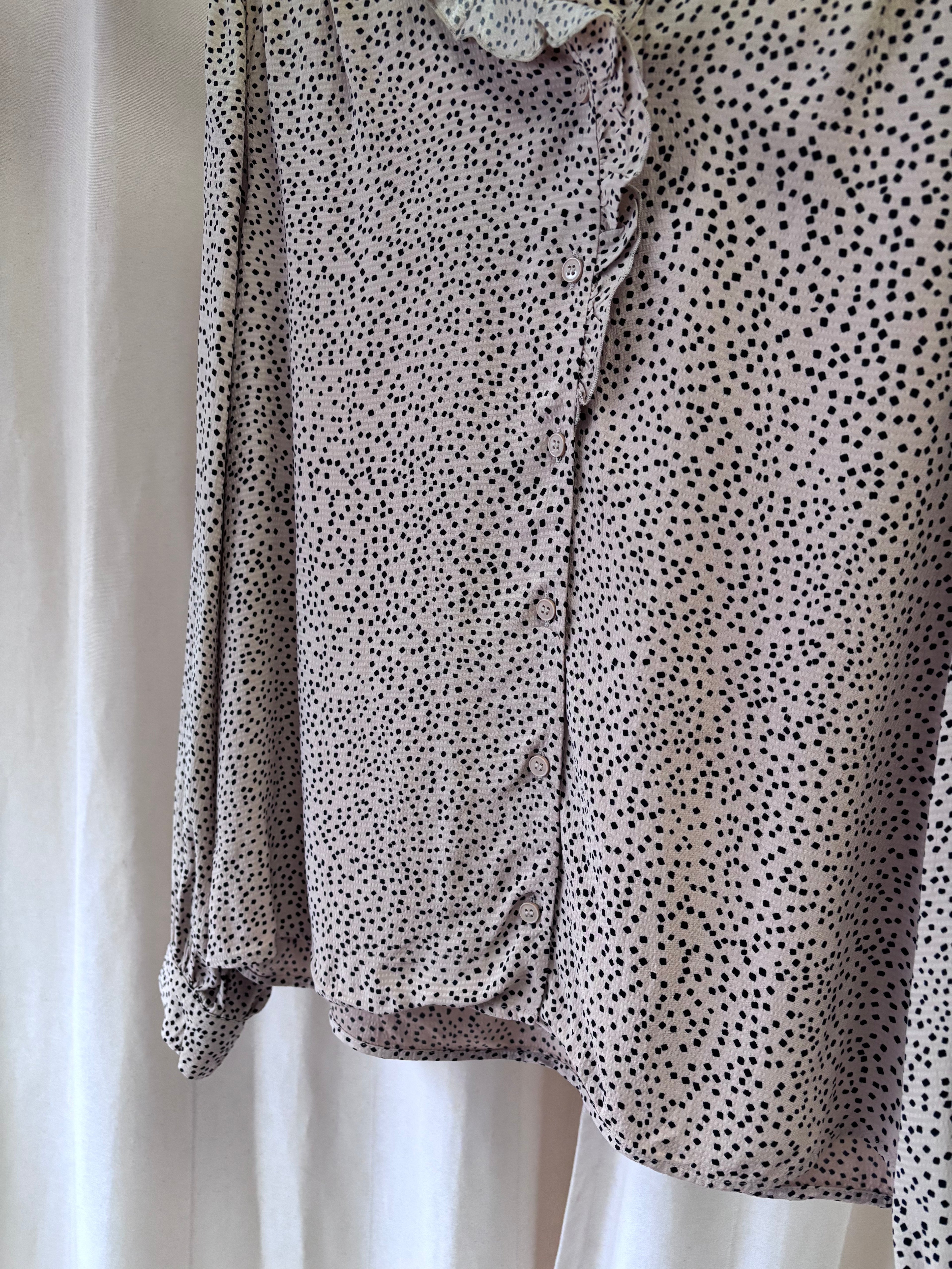 & Other Stories shirt with ruffle collar in fawn print