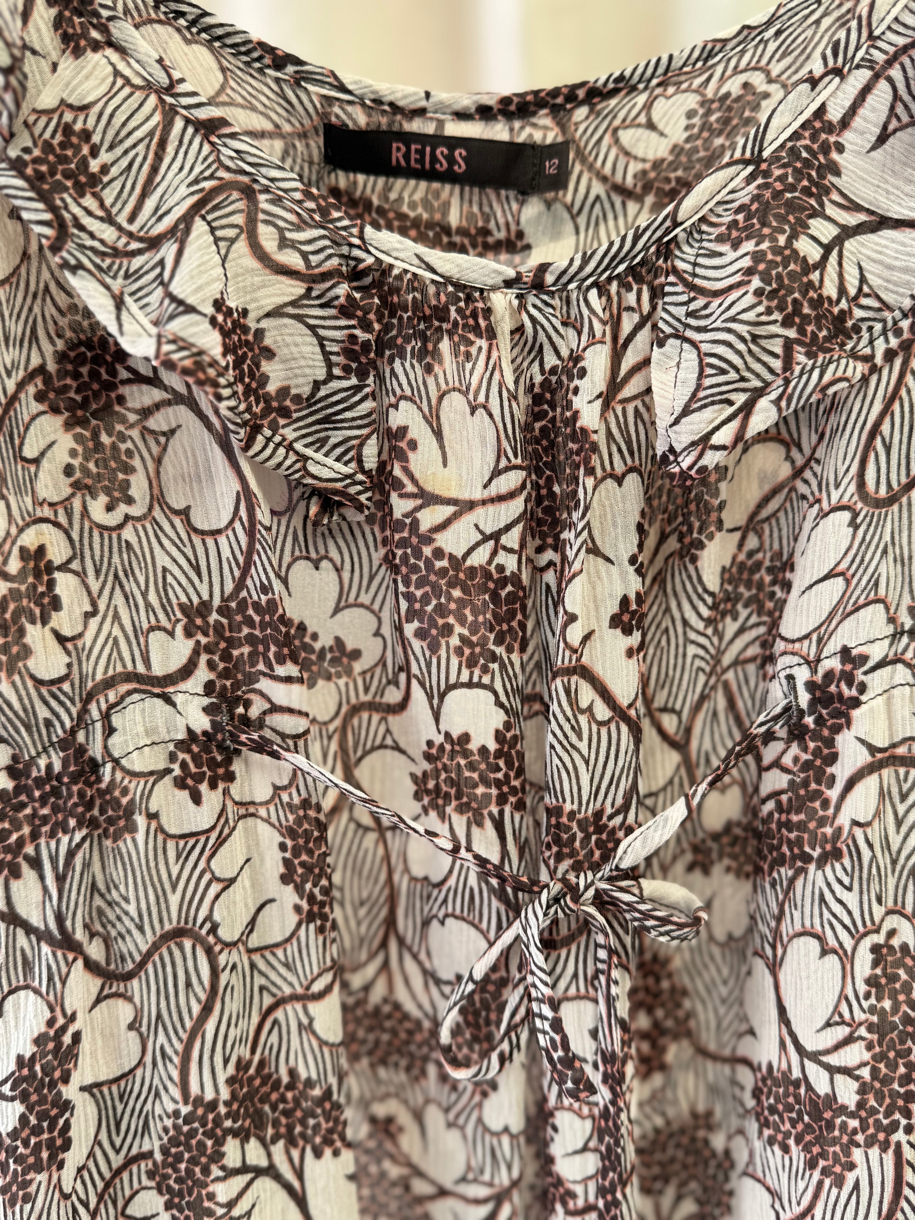 Reiss Silk Cami Top in Brown