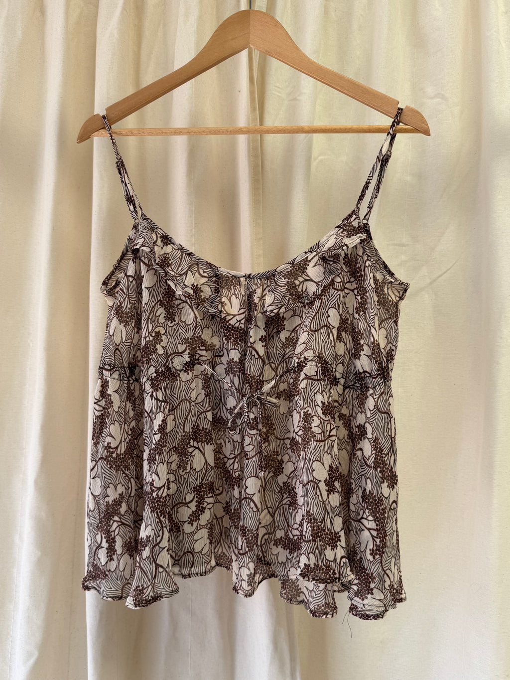 Reiss Silk Cami Top in Brown