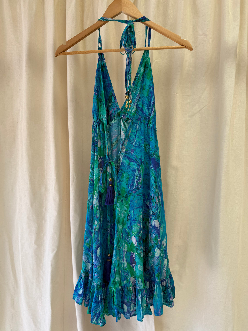 Sophia Alexia Turquoise Glow Silk Mini Ibiza Dress