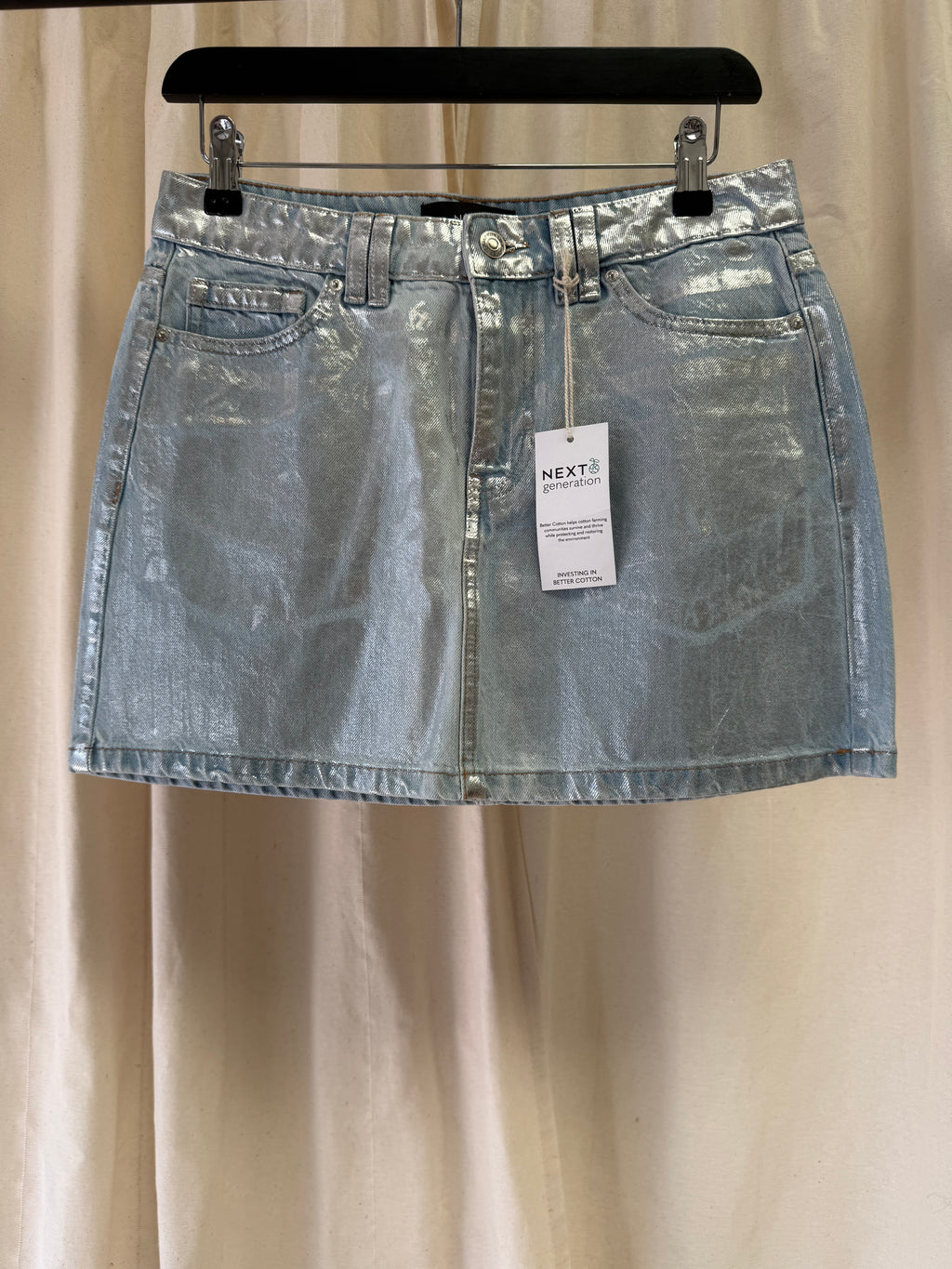 Next Metallic Denim Mini Skirt