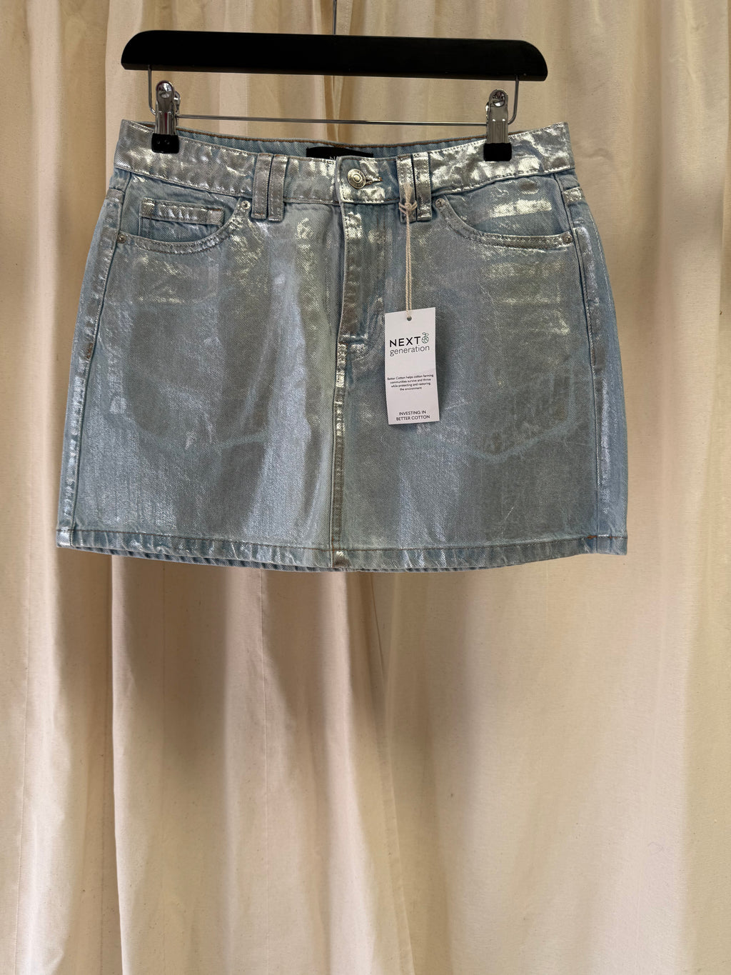 Next Metallic Denim Mini Skirt