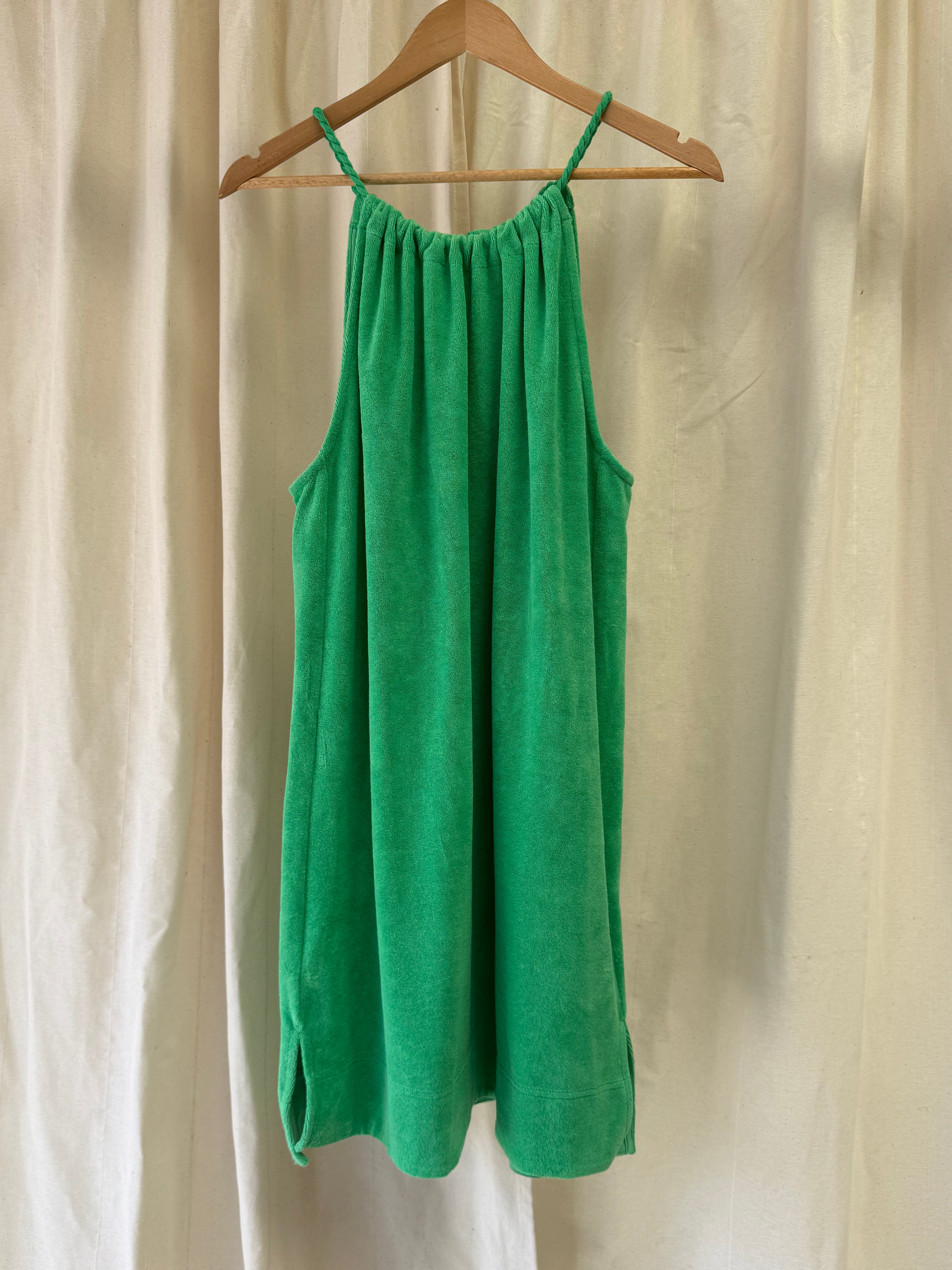 ME+EM Towelling Halterneck Dress in Green