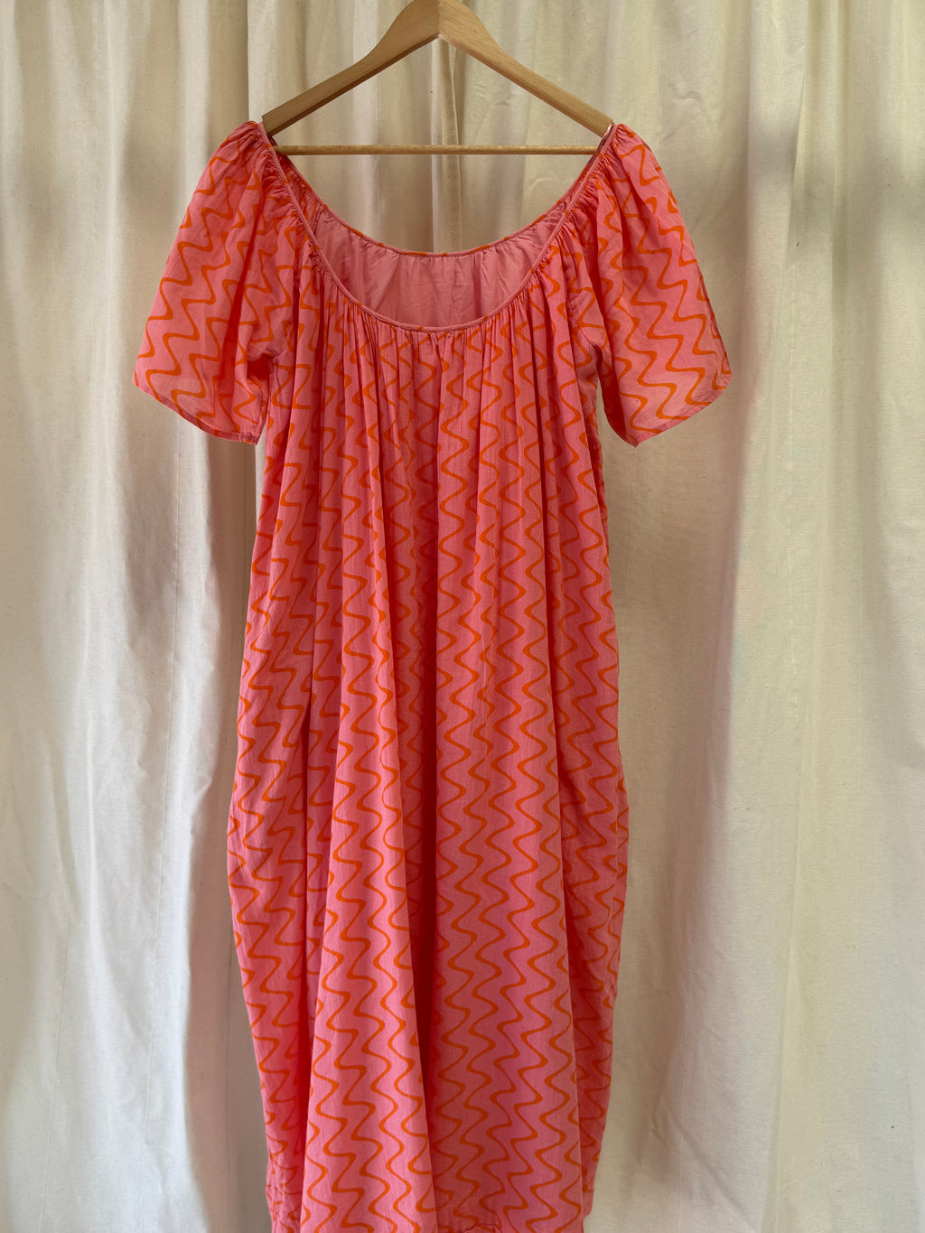 ZARA Coral Pink Zigzag Print Maxi Dress
