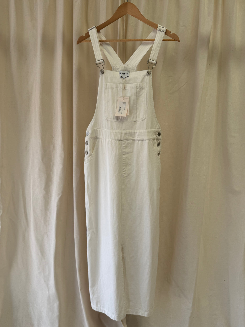 Fruch Paris White Denim Dungaree Dress
