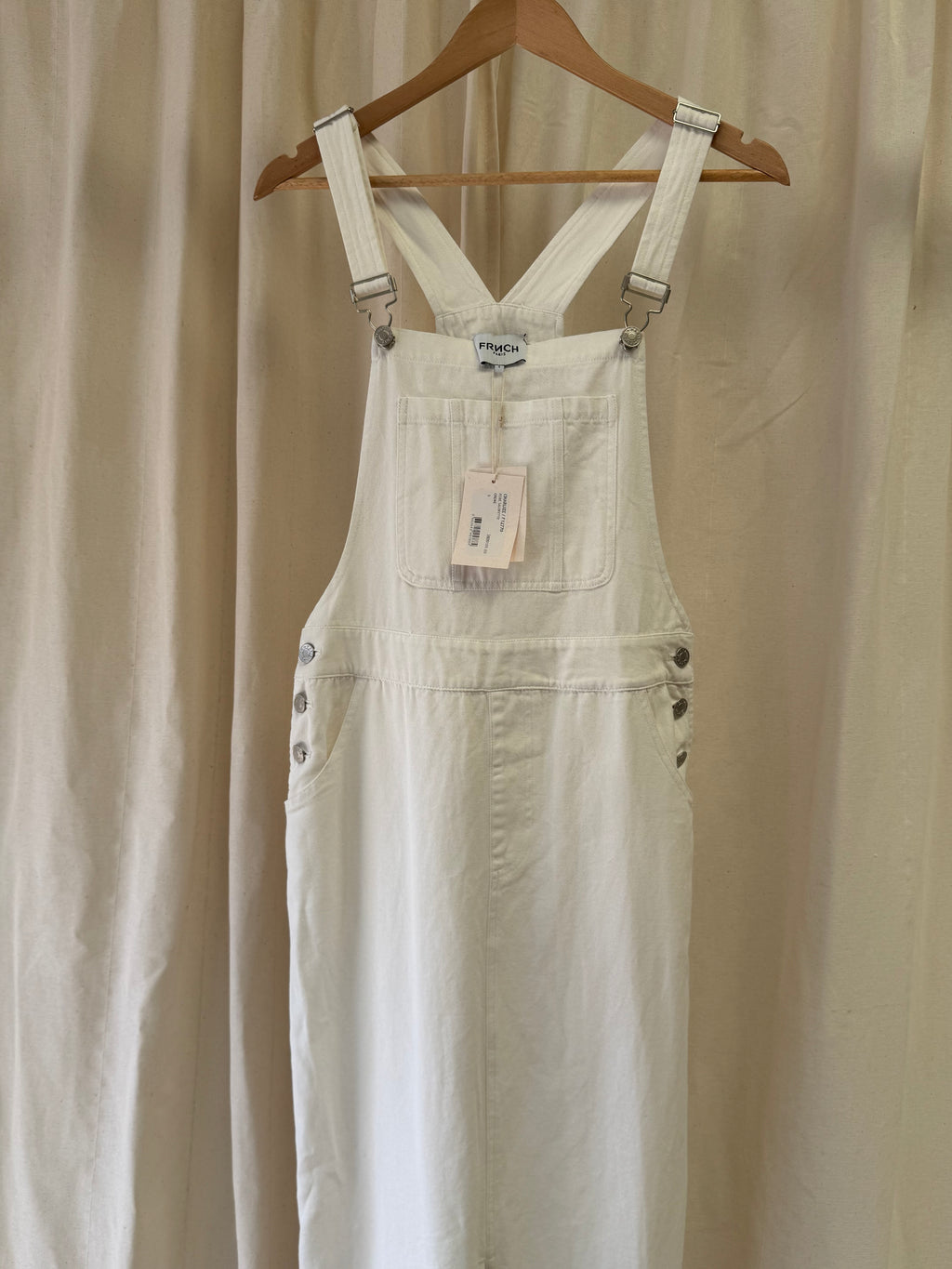 Fruch Paris White Denim Dungaree Dress