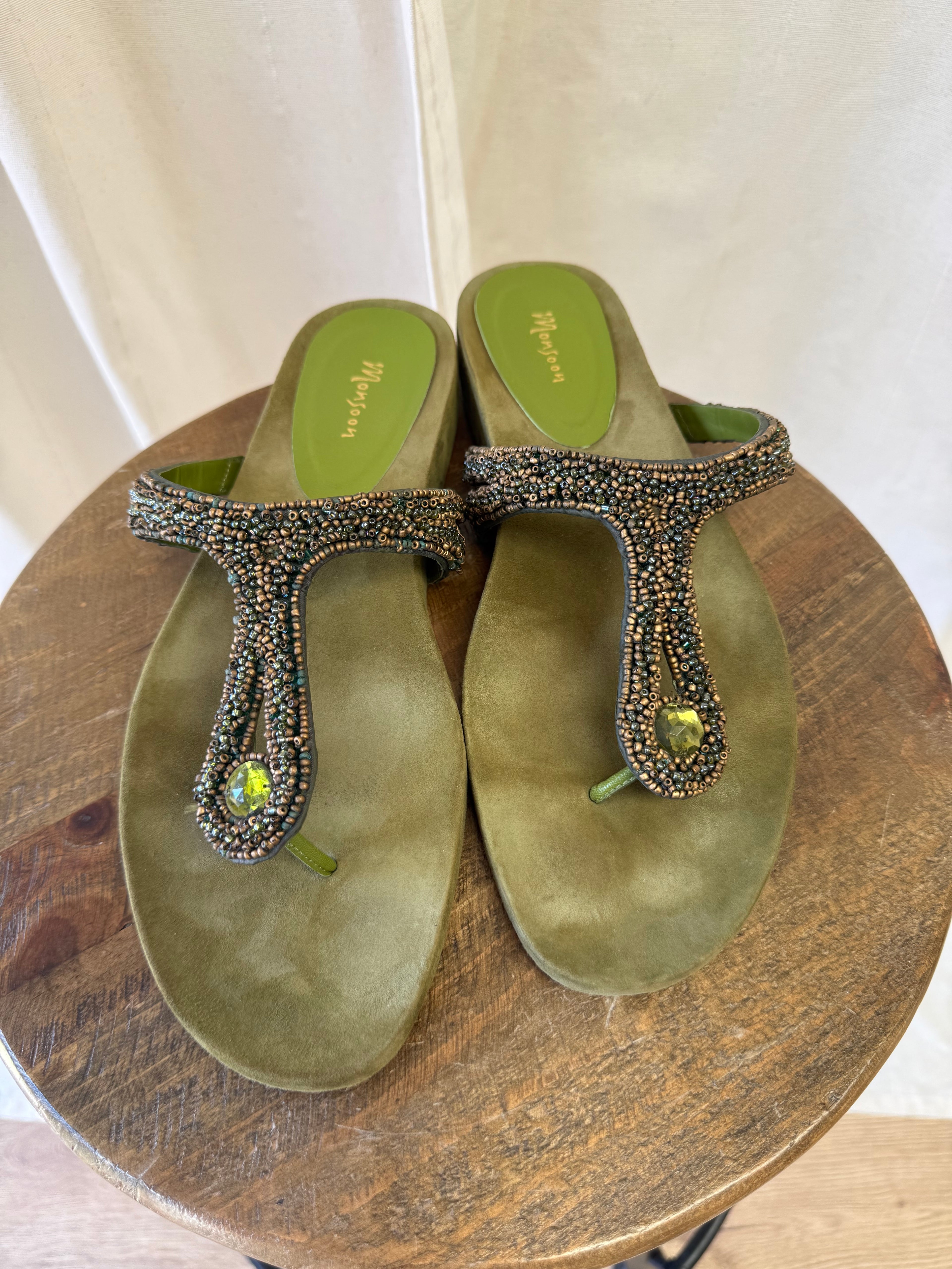 Monsoon Beaded Green Sandals