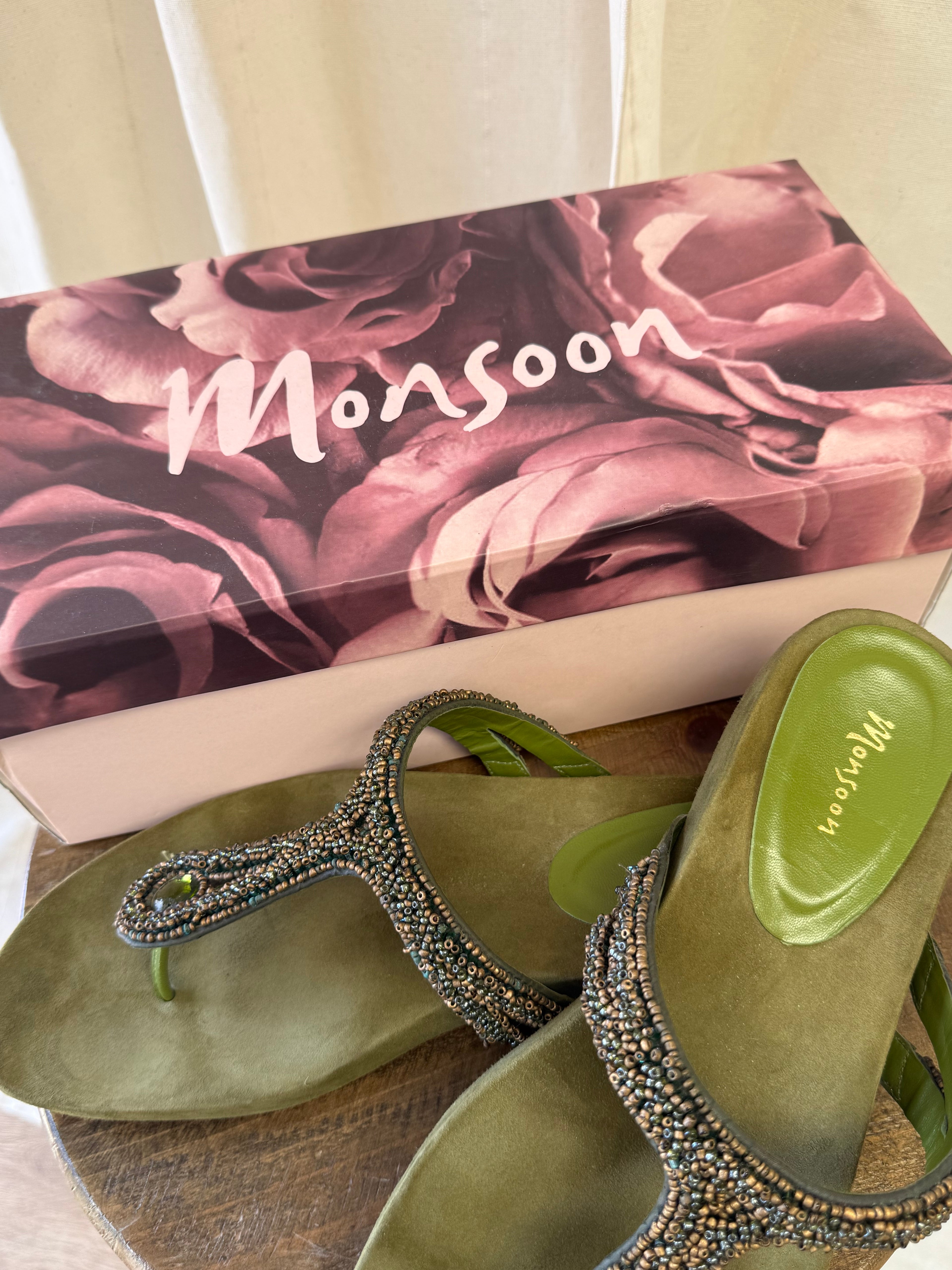 Monsoon Beaded Green Sandals