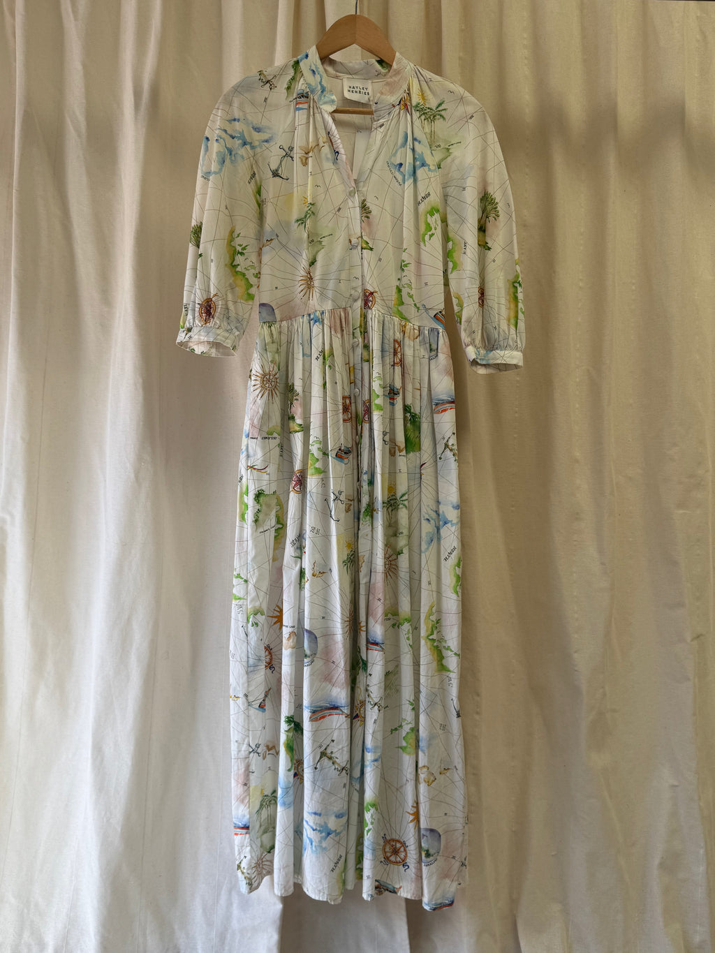 Hayley Menzies Paradise Found Organic Cotton Midi Volume Shirt Dress