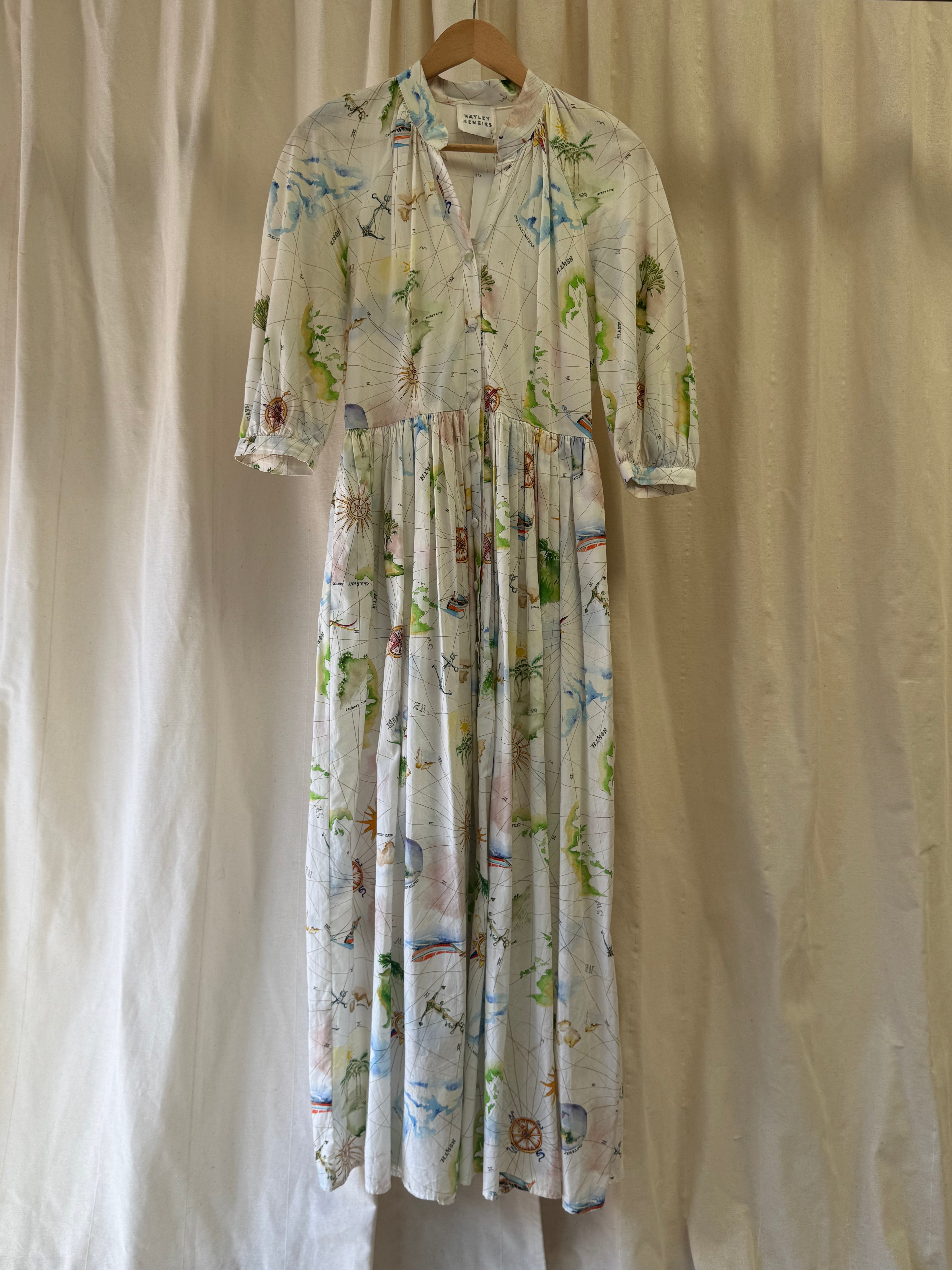 Hayley Menzies Paradise Found Organic Cotton Midi Volume Shirt Dress