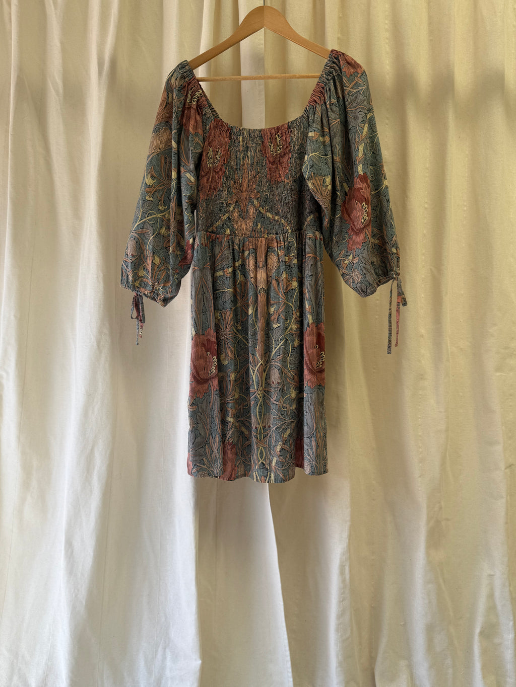 Next William Morris Pattern Dress with Voluminous Sleeves