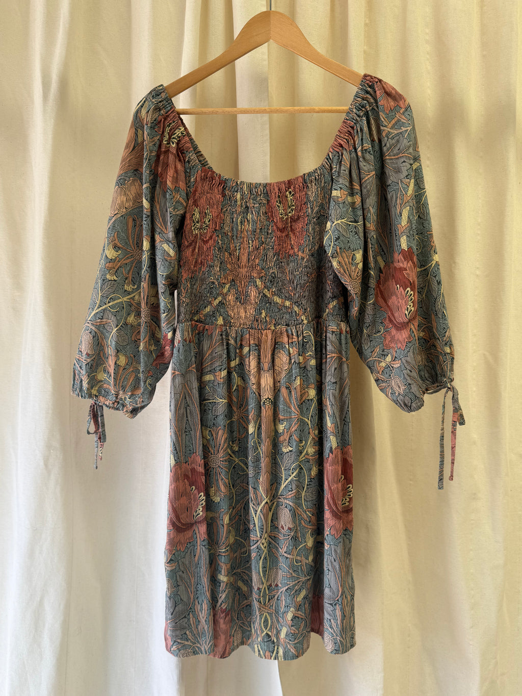 Next William Morris Pattern Dress with Voluminous Sleeves