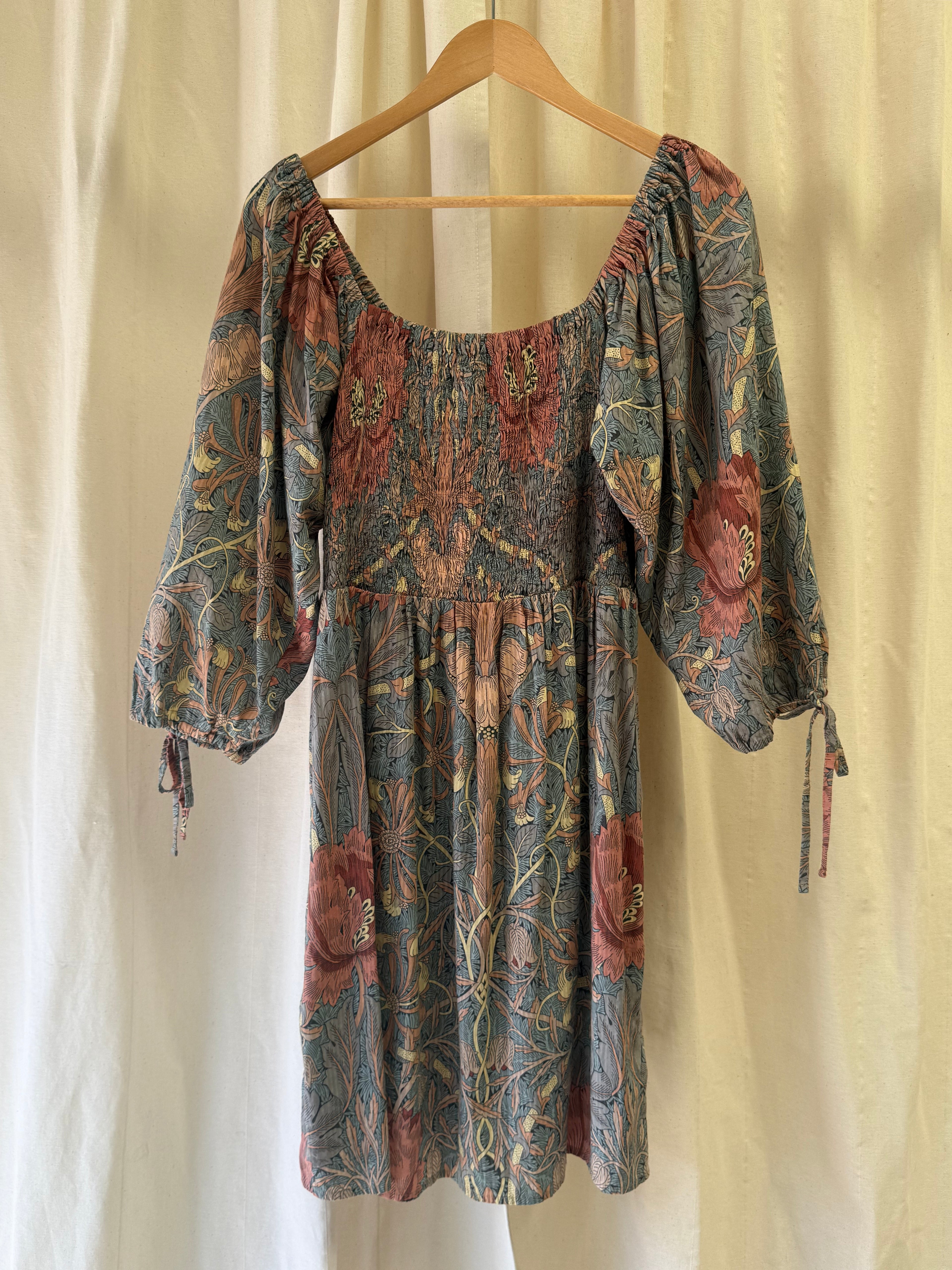 Next William Morris Pattern Dress with Voluminous Sleeves