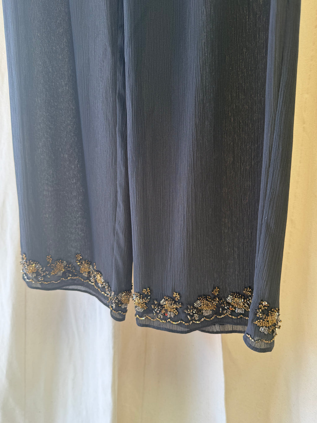 Zara Black Wide Leg Trousers with Beaded Hem