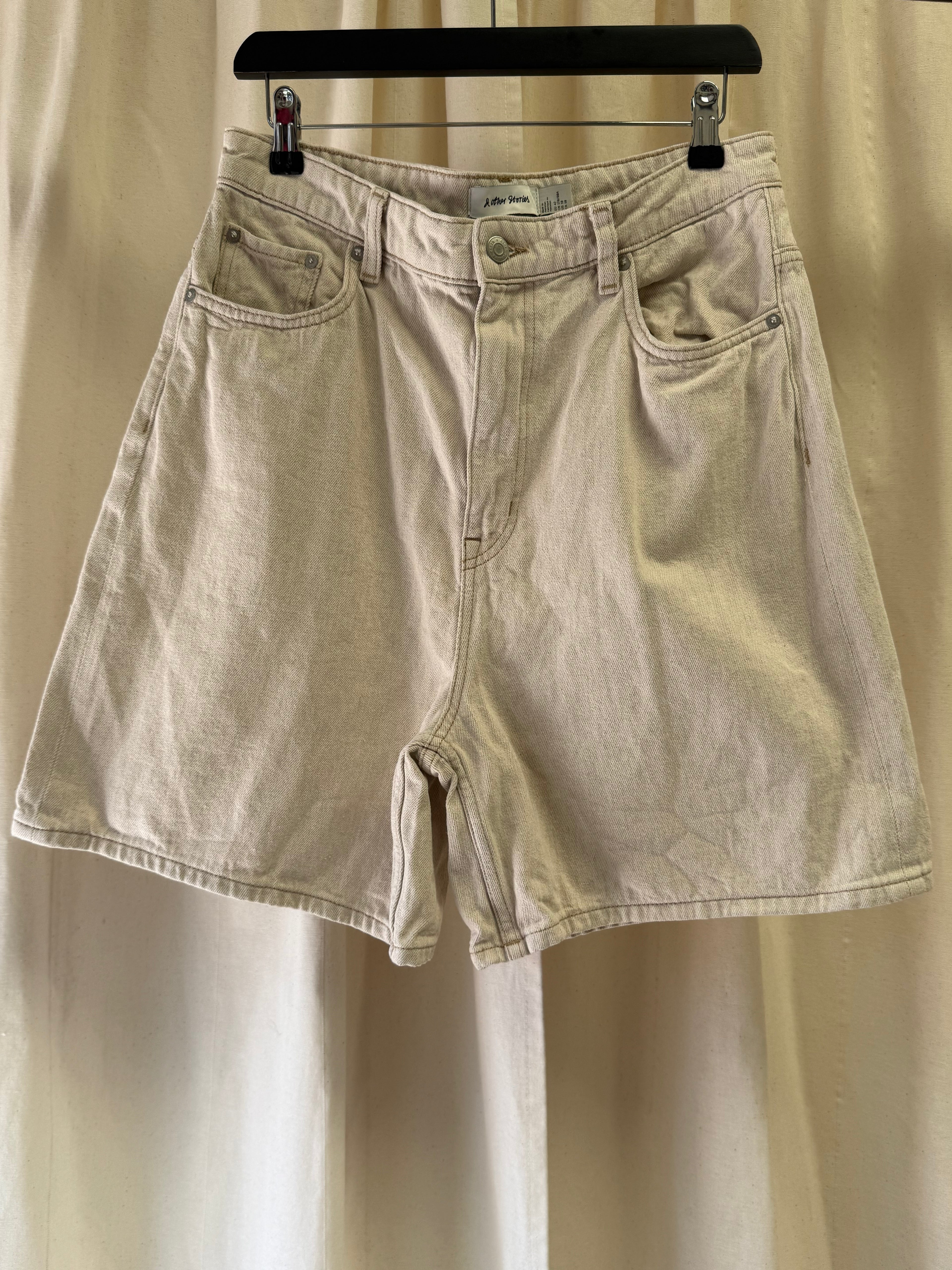& Other Stories High Rise Denim Shorts in Beige