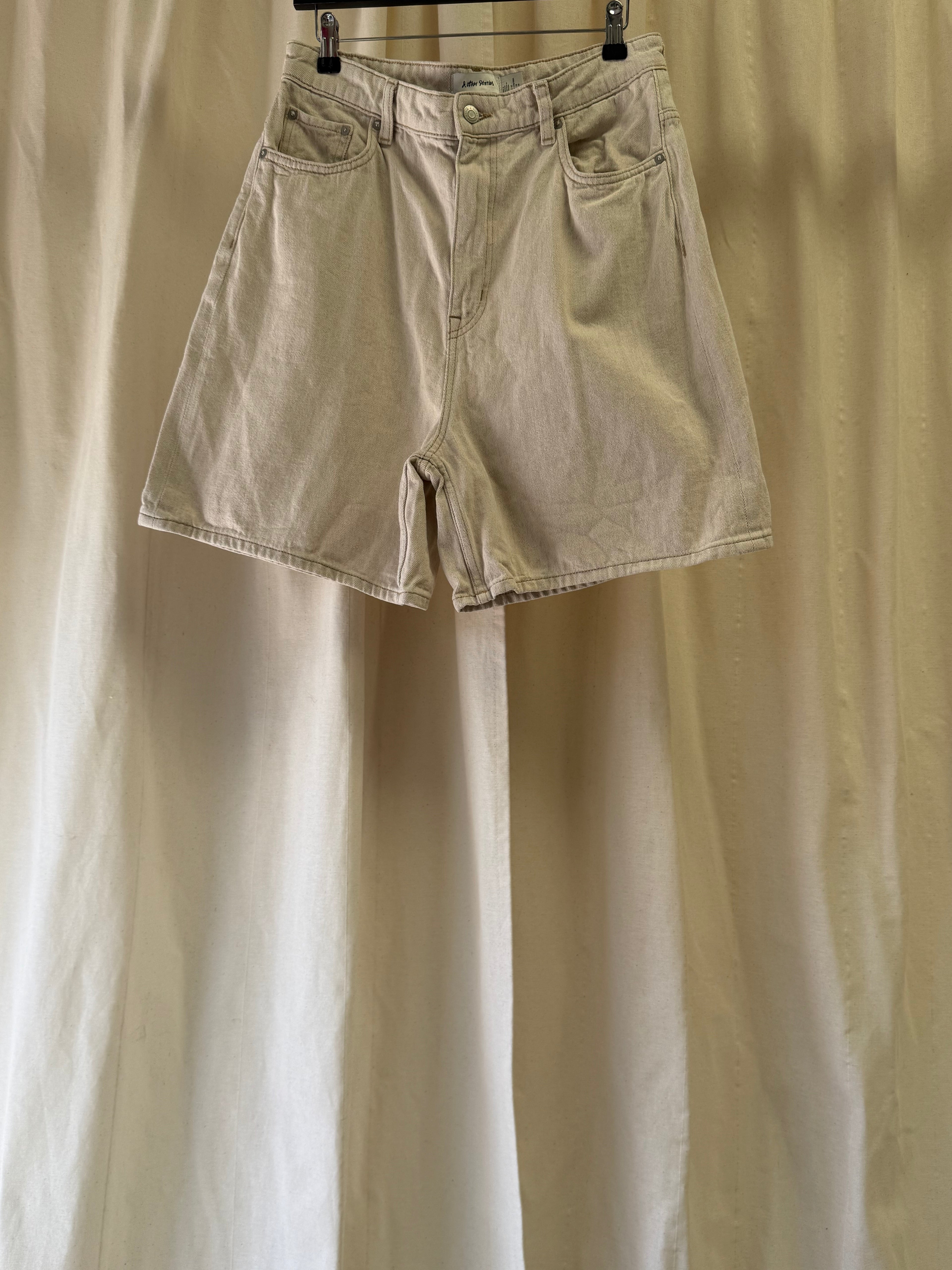 & Other Stories High Rise Denim Shorts in Beige