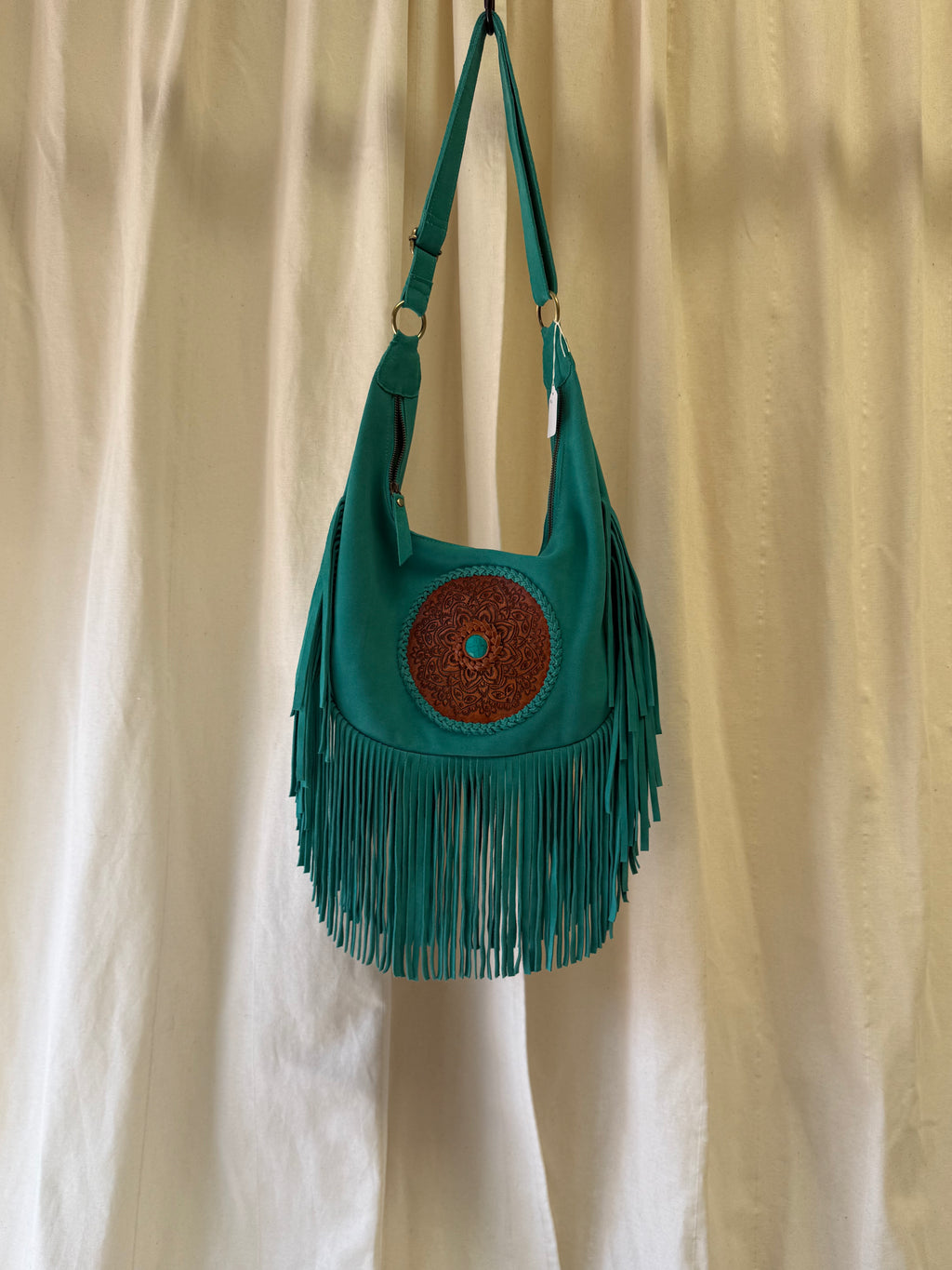 Turquoise Suede Bohemian Shoulder Bag