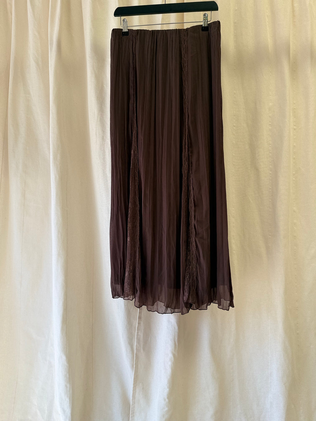 Zara Lace Godet Skirt in Brown