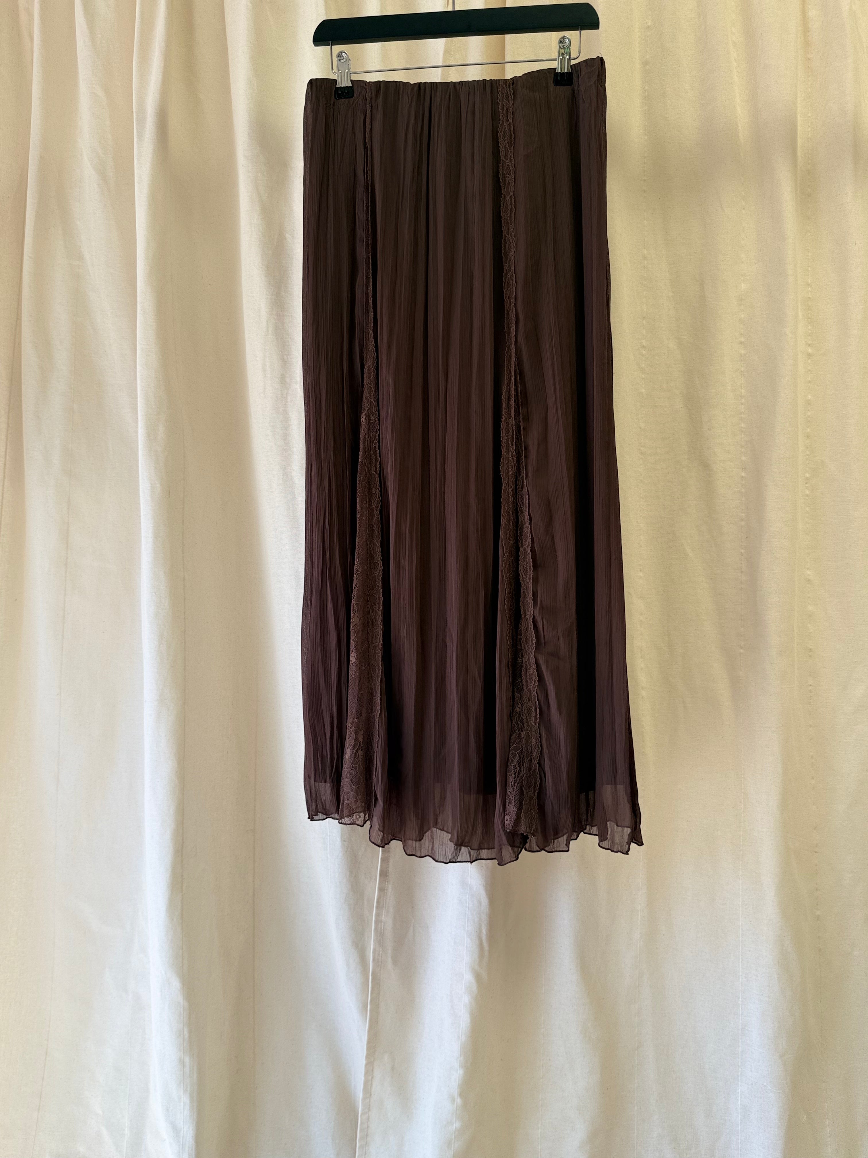 Zara Lace Godet Skirt in Brown